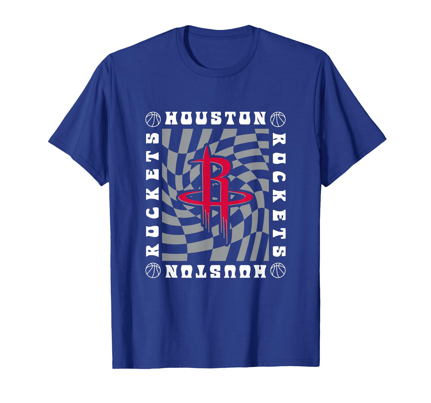 NBA Houston Rockets Retro Checkerboard Wave T-Shirt