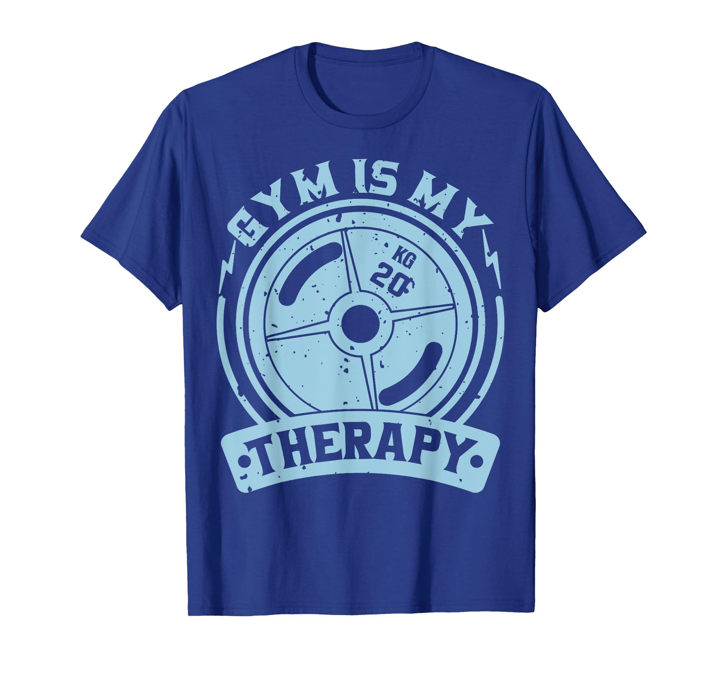 Motivation Workout Gift Gym Is My Therapy Unisex-Adult T-Shirt Black Short Sleeve Modern Graphic Letter Print Crew Neck Regular Fit Cotton 70% Polyester 30% Size 6