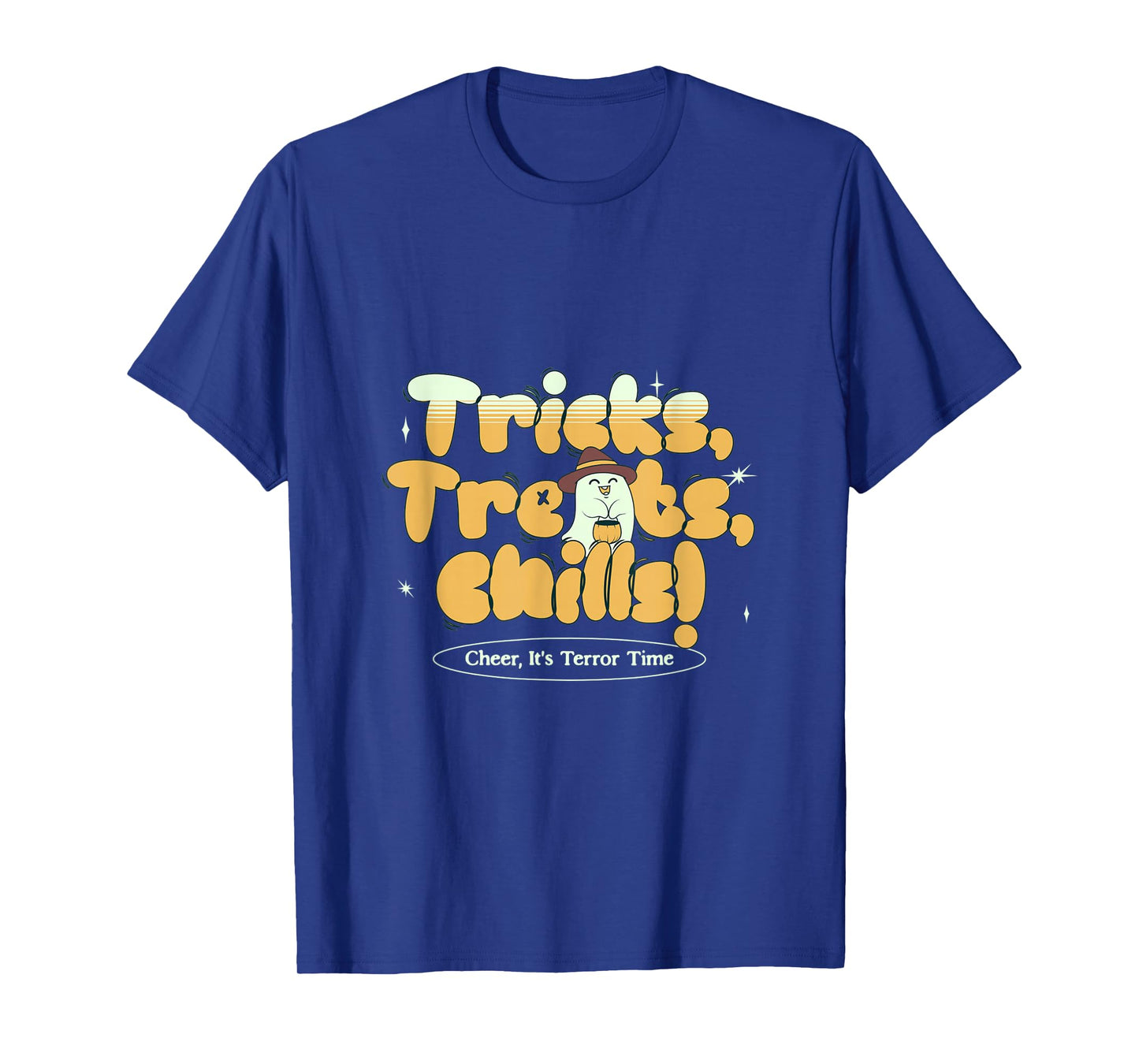 Tricks Treats Chills Funny Halloween Ghost T-Shirt