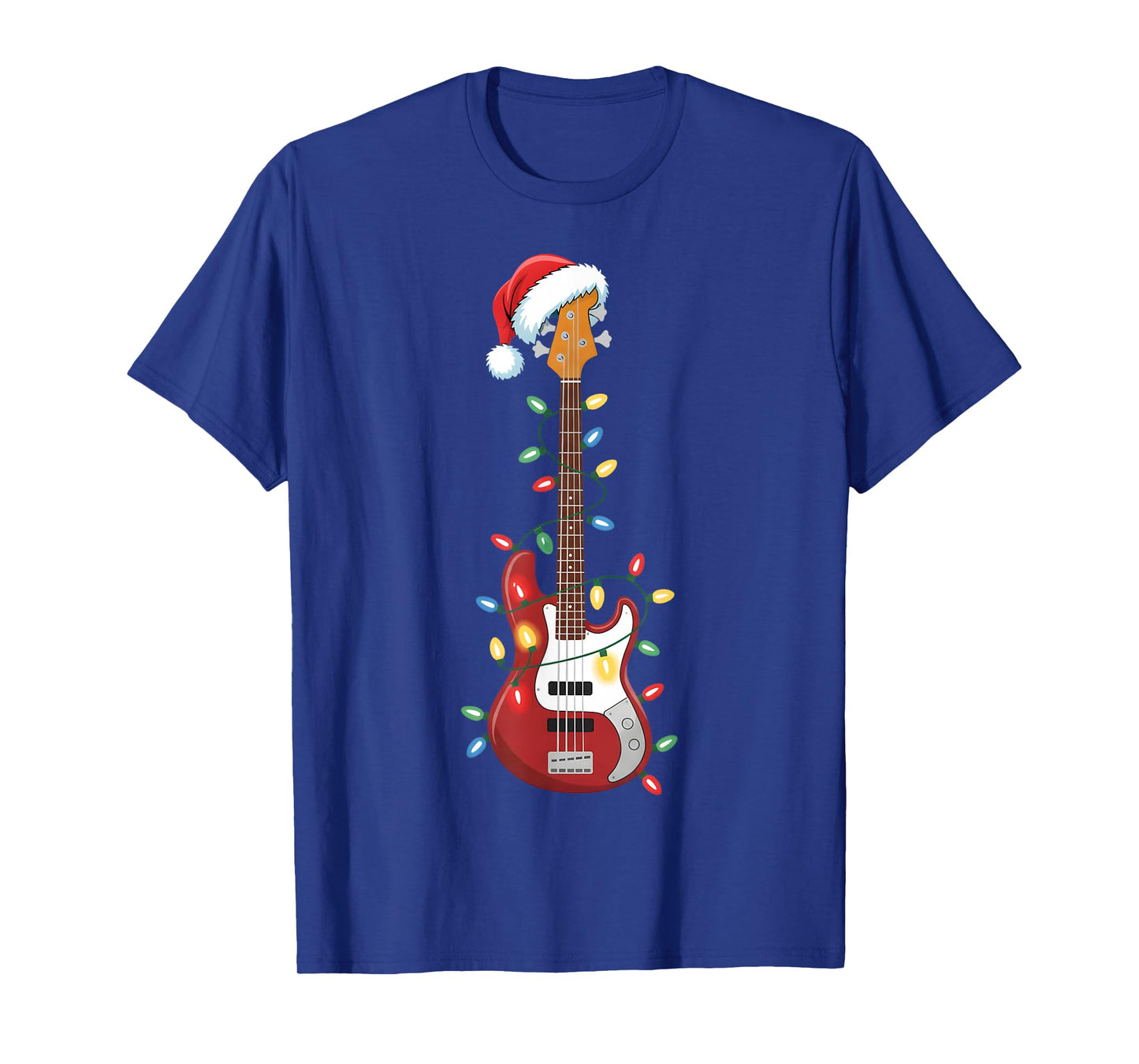 Guitar Santa Hat Christmas Lights Bass Player Guitarist Xmas T-Shirt