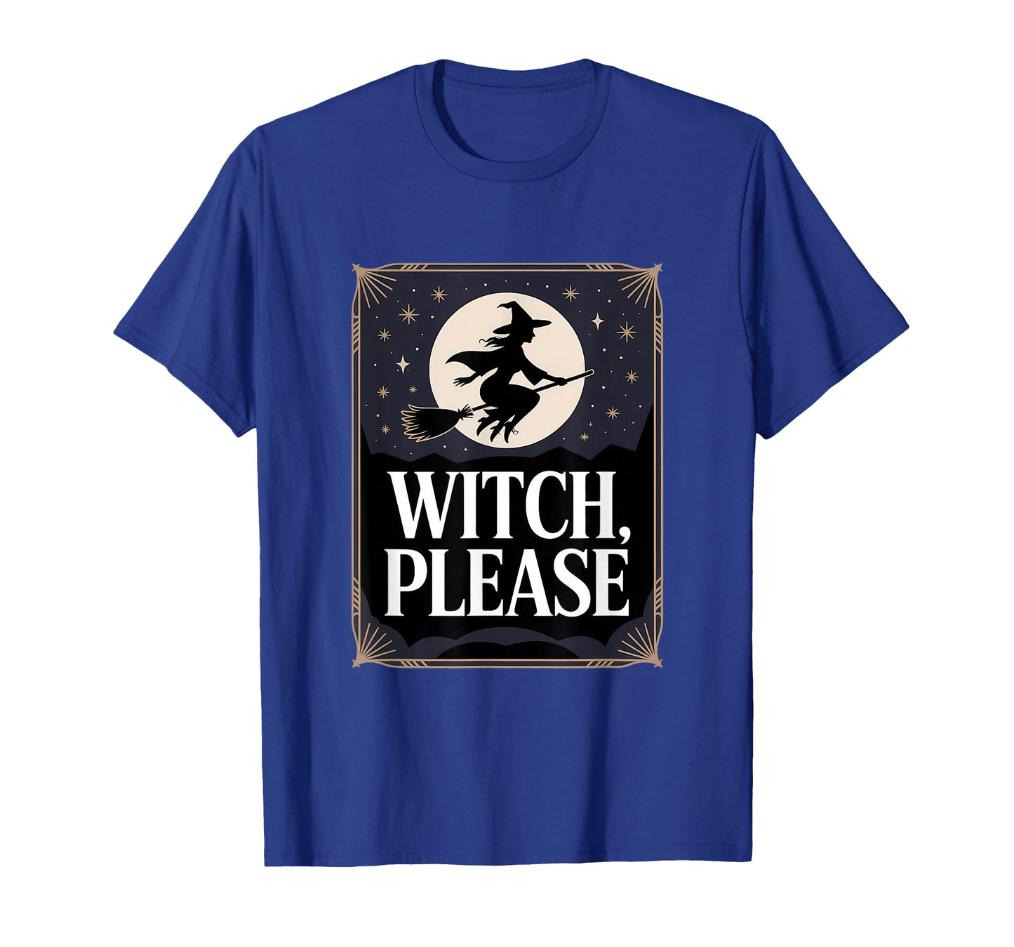 Witch Halloween Please Broomstick Moon Starry Night Magic T-Shirt