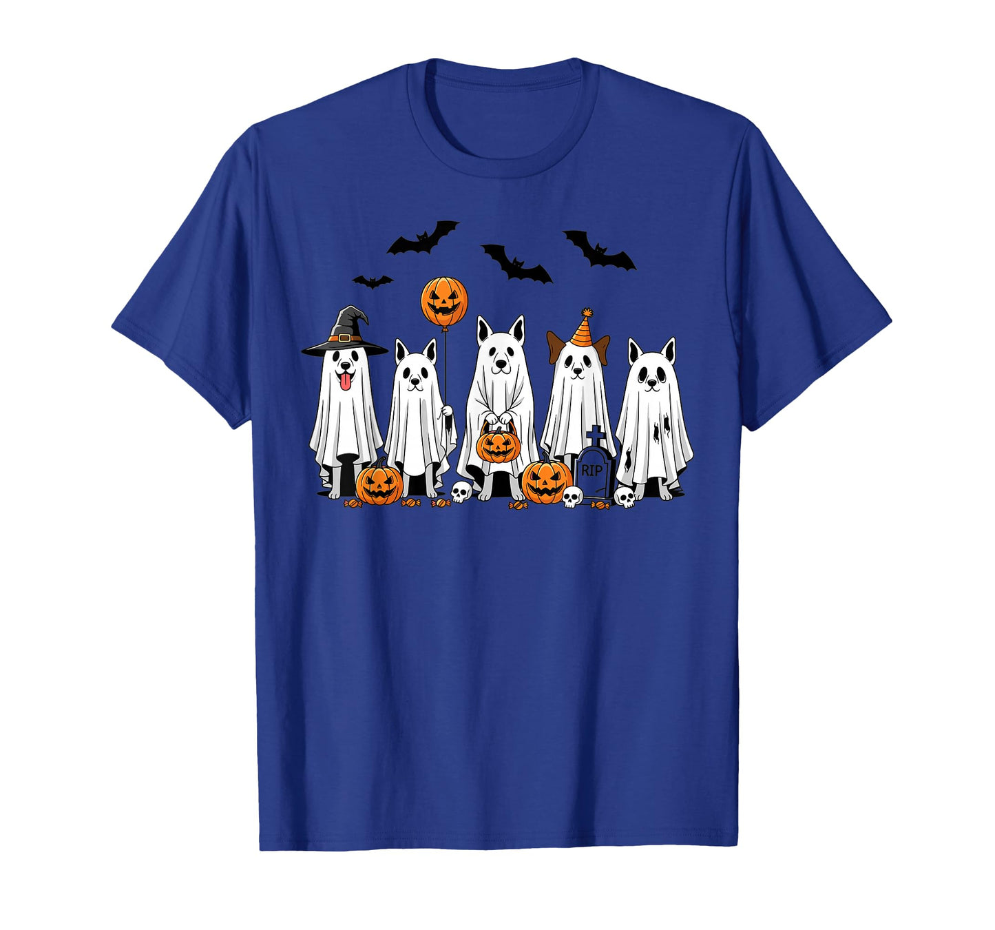 Halloween Ghost Dogs Pumpkin Candy Party Costume T-Shirt