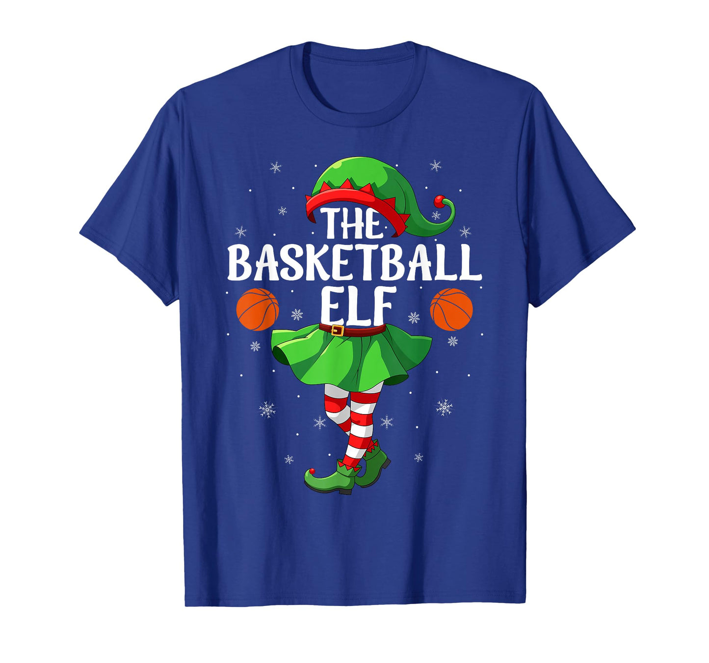 Basketball Elf Christmas Girls Women Elf Squad Xmas Family T-Shirt