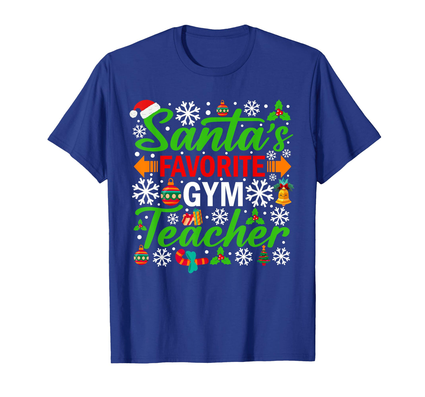Santa's Favorite Gym Teacher Shirt Funny Christmas Xmas T-Shirt