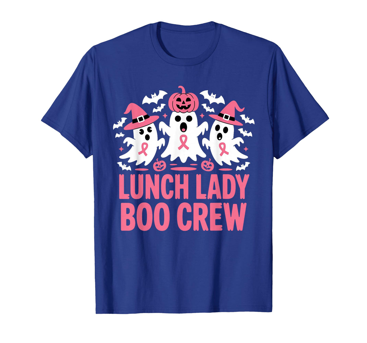 Ghost Lunch Lady Boo Crew Halloween Pink Cancer Ribbon Tees T-Shirt
