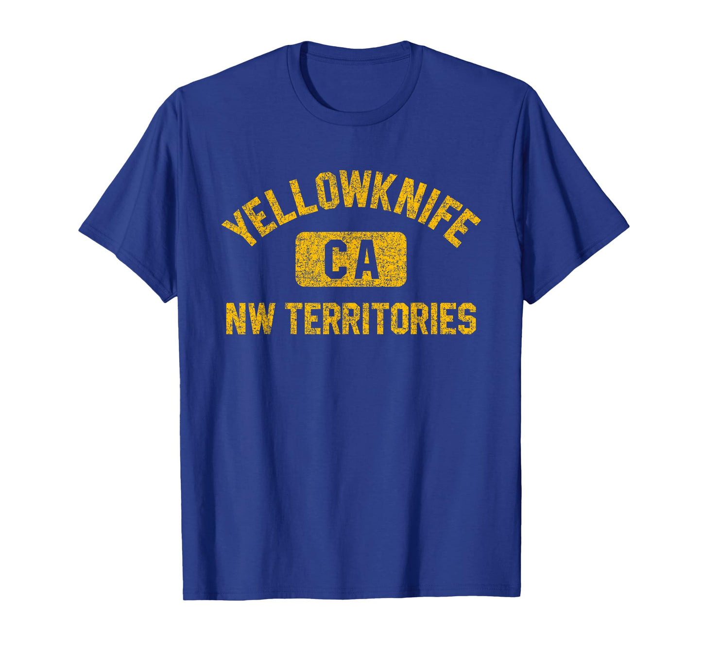 Yellowknife Canada CA Gym Style Distressed Amber Print T-Shirt