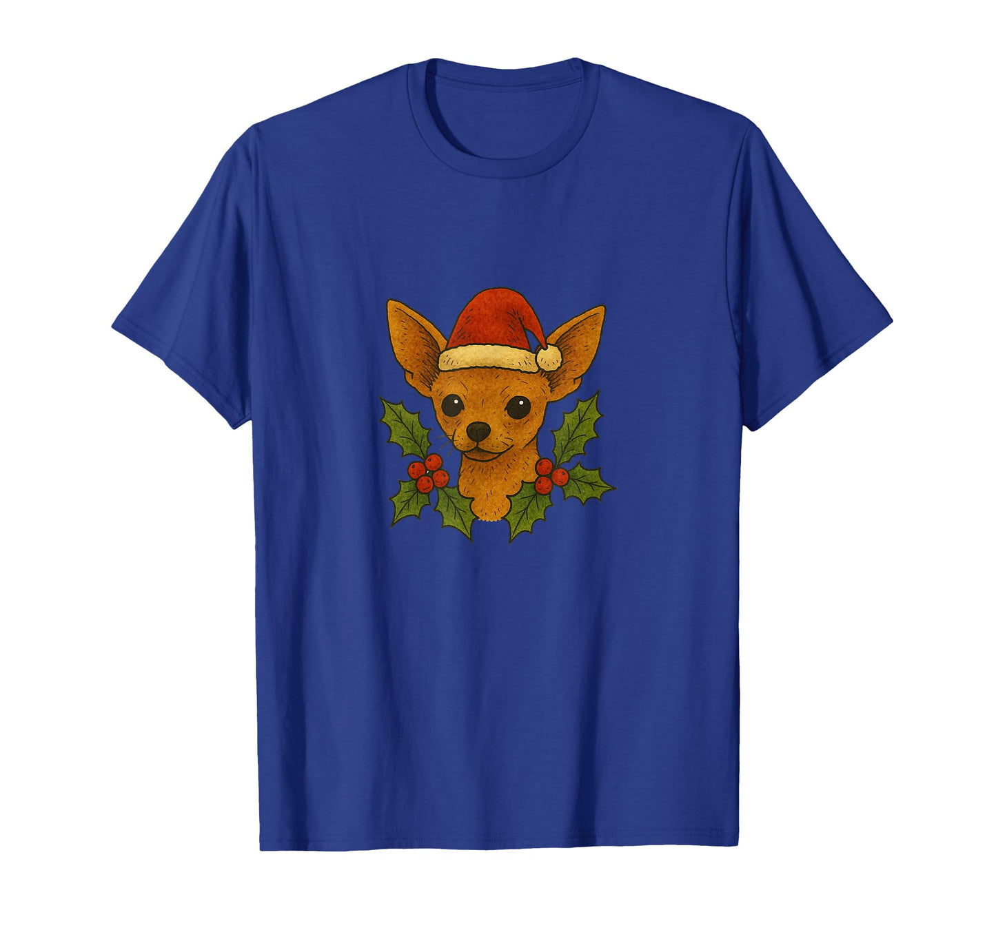 Christmas Chihuahua Holiday Lights Santa Hat Winter Festive T-Shirt