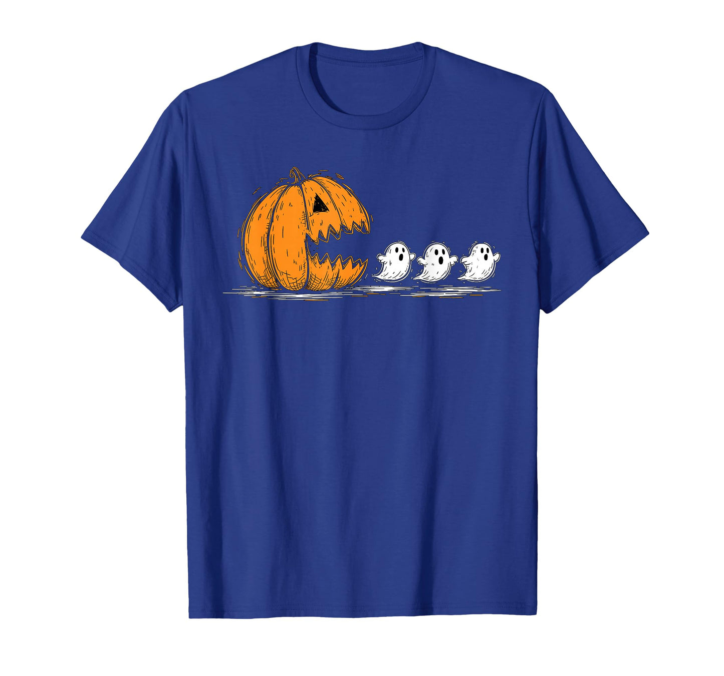 Pumpkin Chasing Ghosts Funny Spooky Halloween Costume T-Shirt