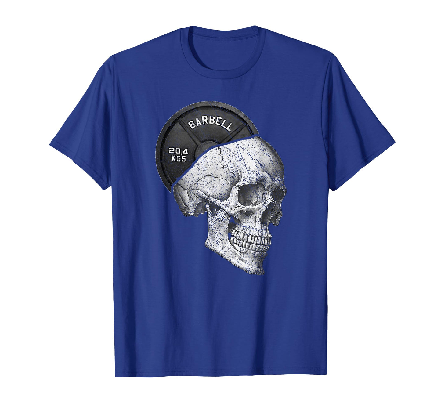 Funny Skull Weightlifting Gym Print T-Shirt