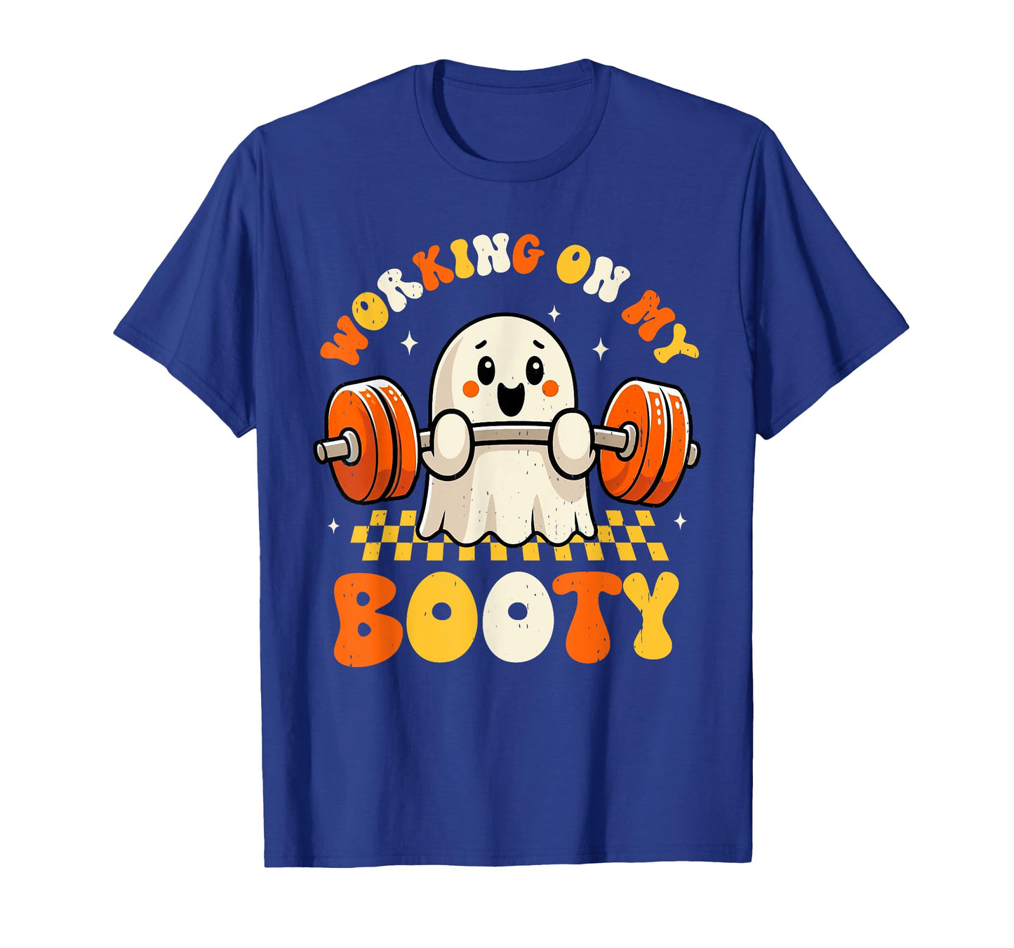 Groovy Working On My Booty Boo-Ty Funny Halloween Gym Ghost T-Shirt