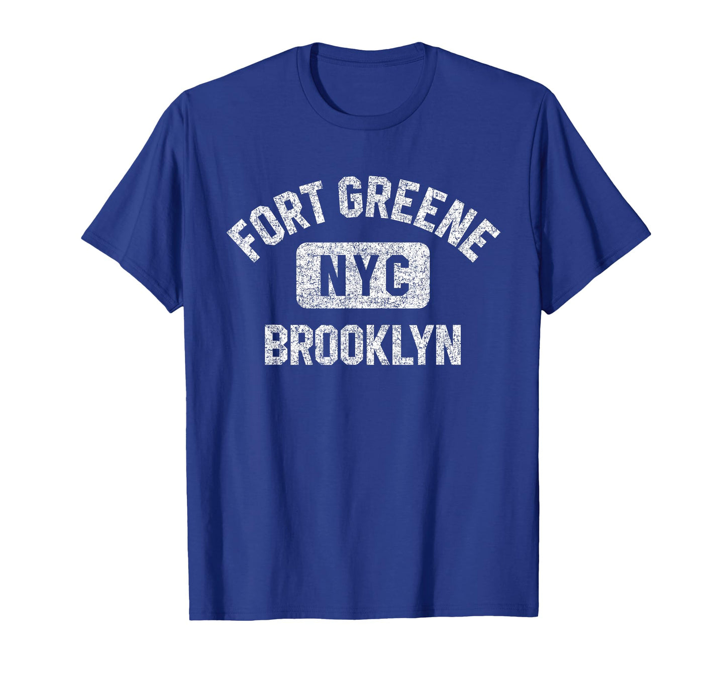 Fort Greene Brooklyn NYC Gym Style Distressed White Print T-Shirt