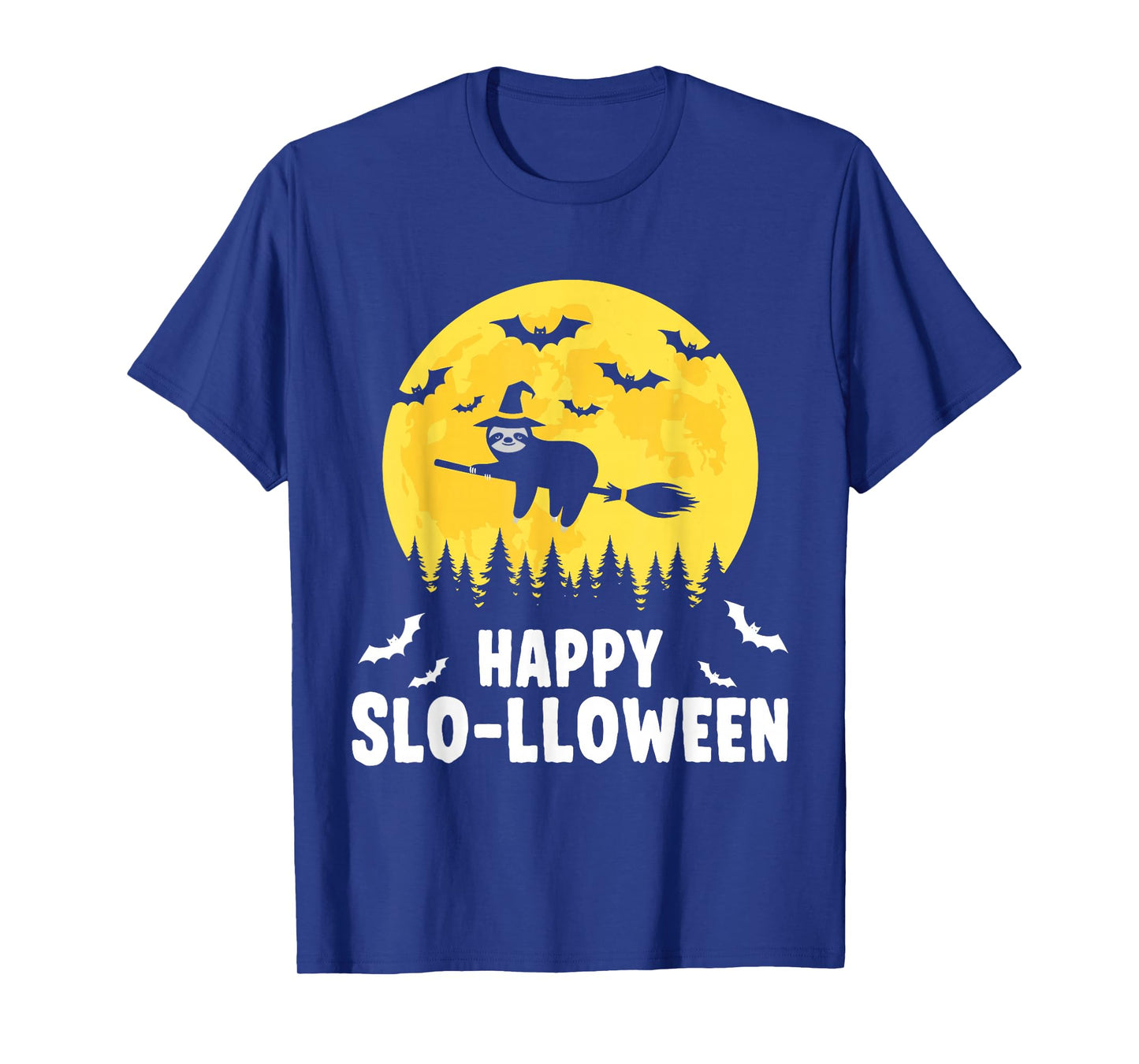 Happy Slo-lloween Funny Halloween Sloth Flying Witch T-Shirt