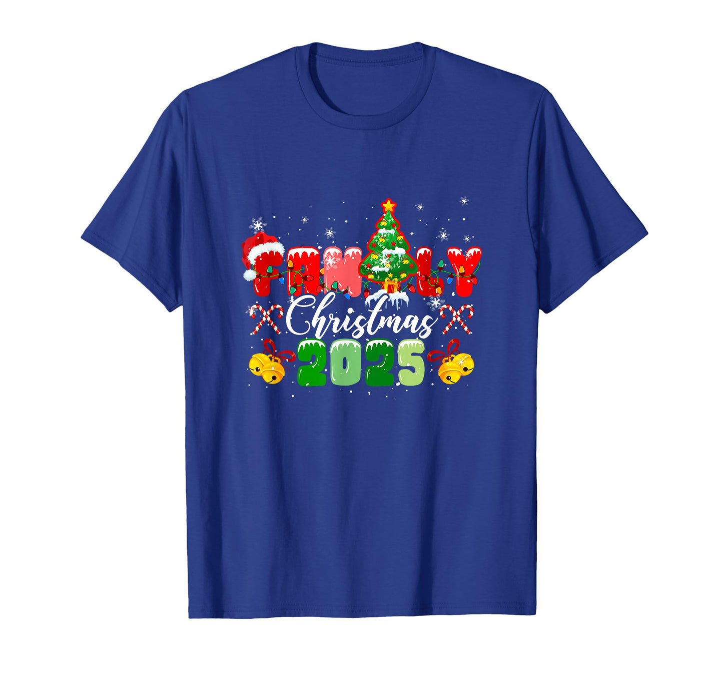 Family Christmas 2025 Colorful Lights Xmas Tree Lover Kids T-Shirt