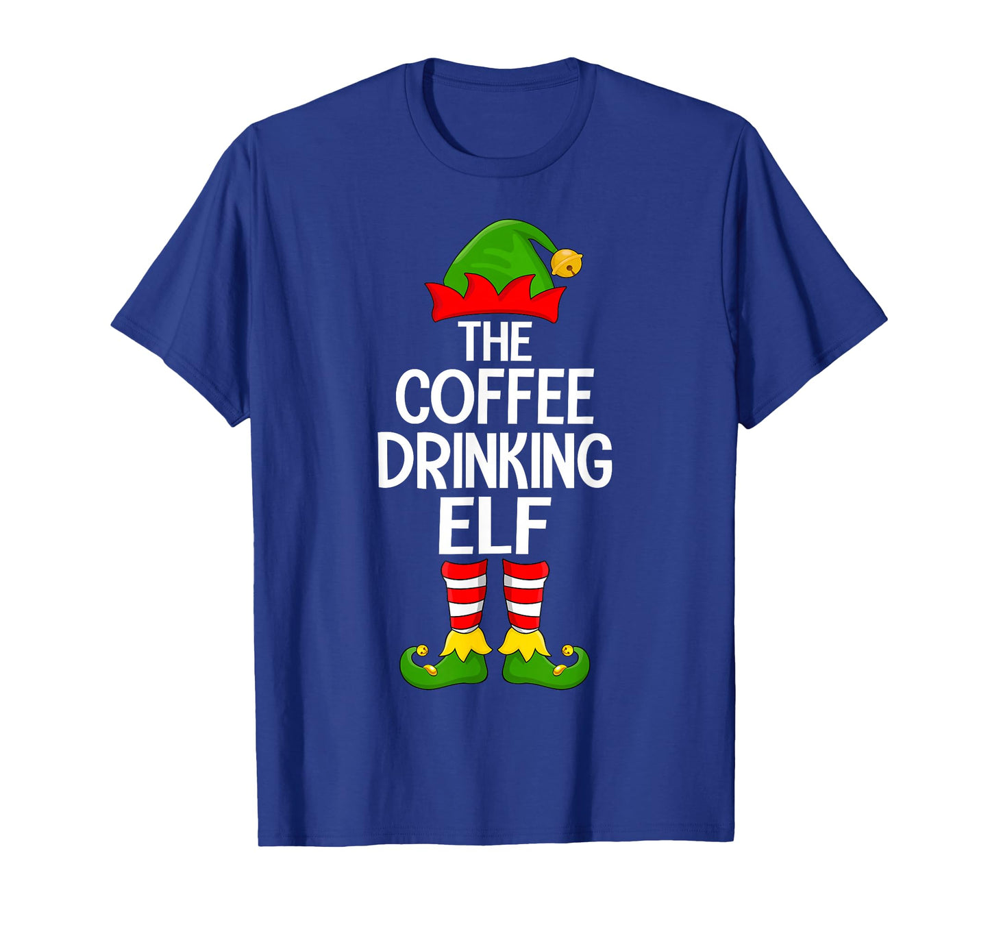 Coffee Drinking Elf Xmas Matching Family Elf Squad Christmas T-Shirt