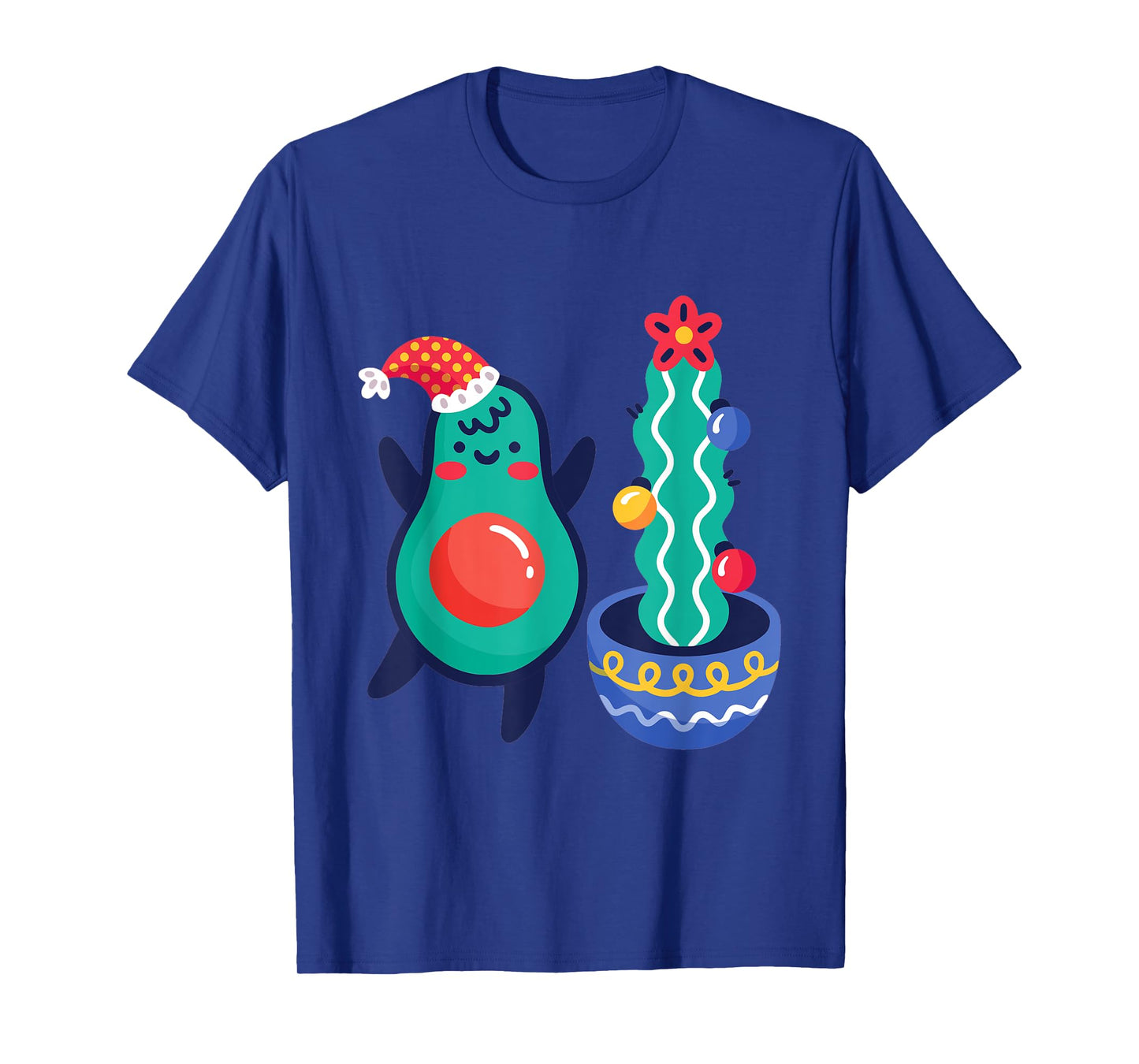 Ugly Christmas Avocado Xmas Cactus Santa Claus Cute Vegan T-Shirt