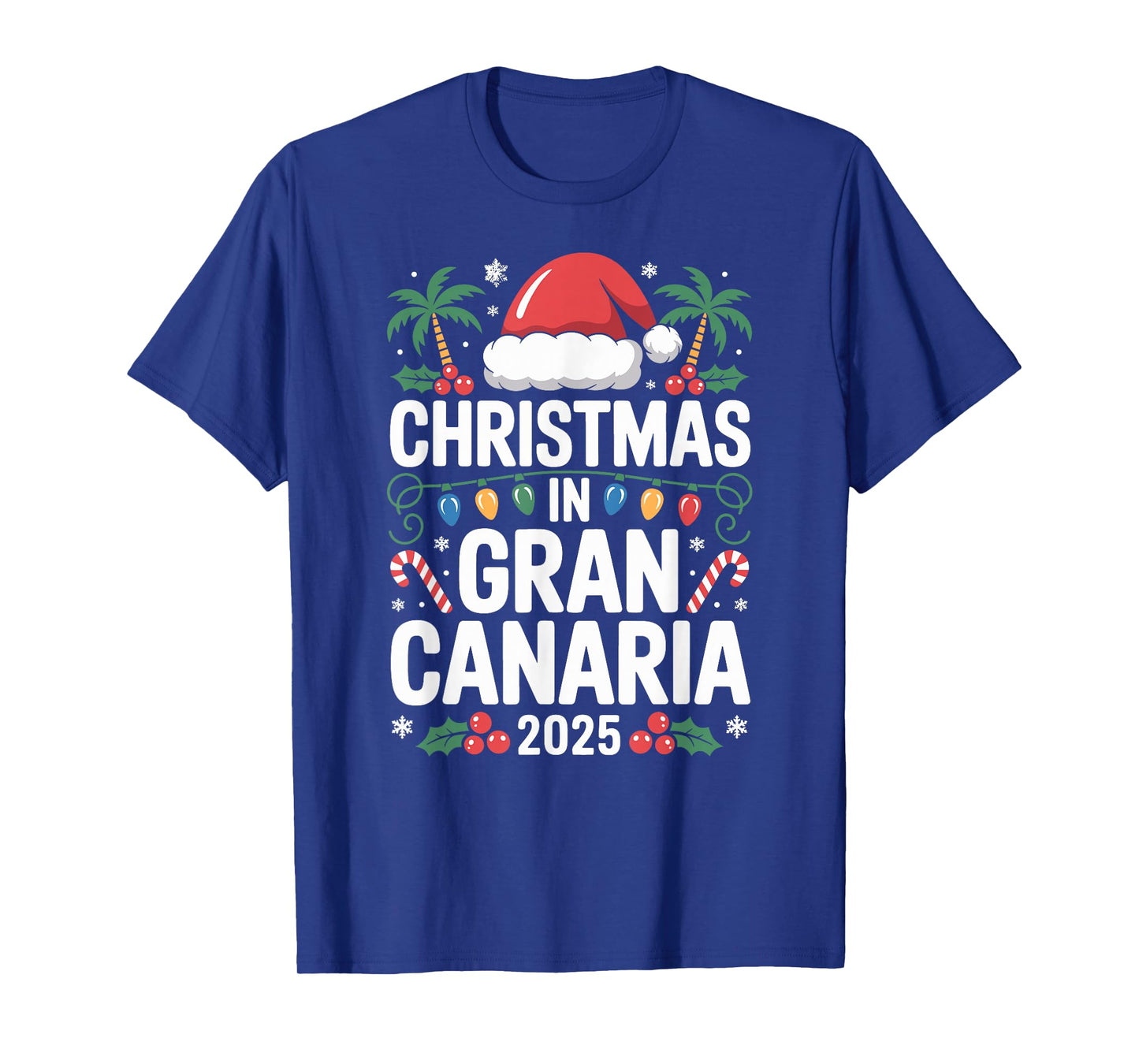 Fun Tropical Santa Hat, Christmas in Gran Canaria 2025 T-Shirt