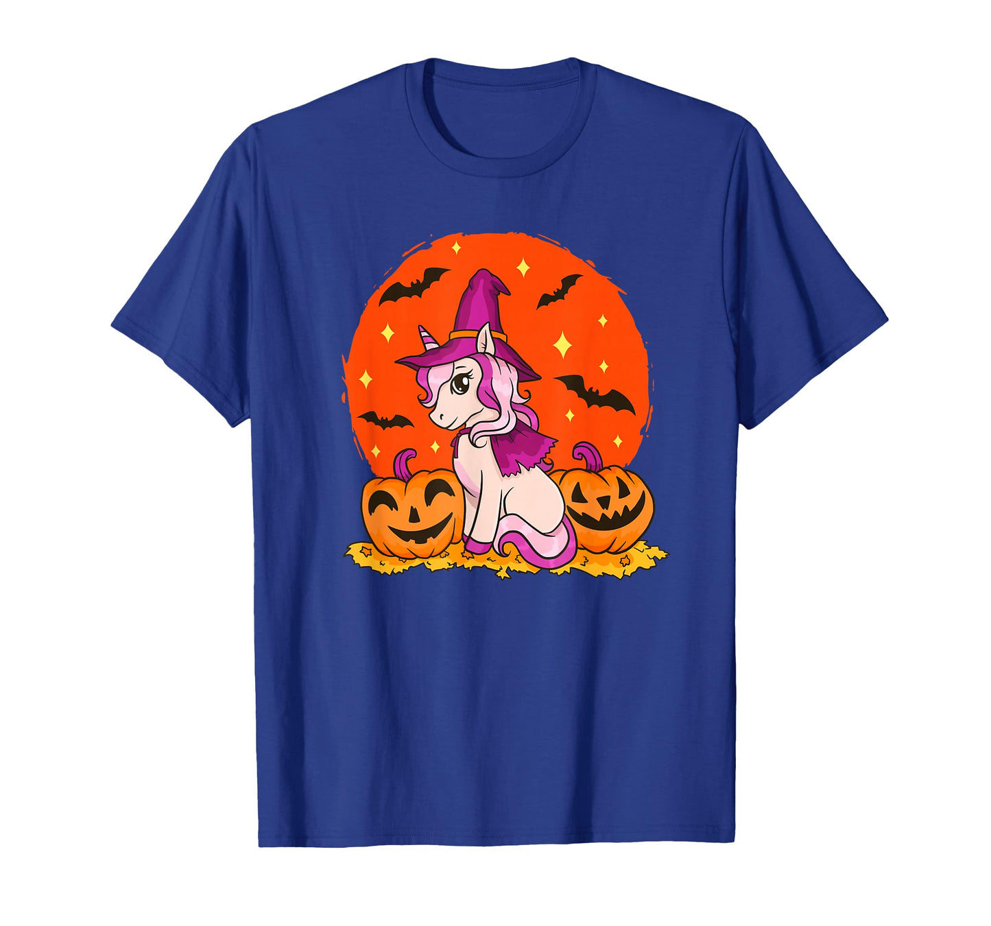 Bat Pumpkin Unicorn Girls Halloween T-Shirt