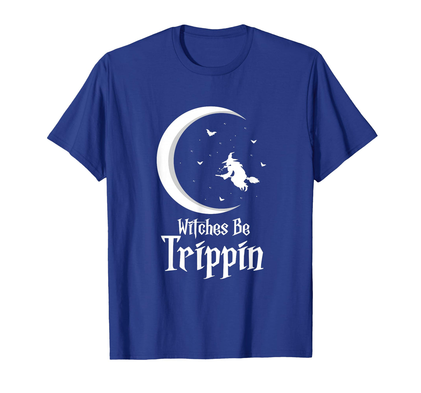 Witches Be Trippin Funny Retro Halloween Witch Flying Moon T-Shirt