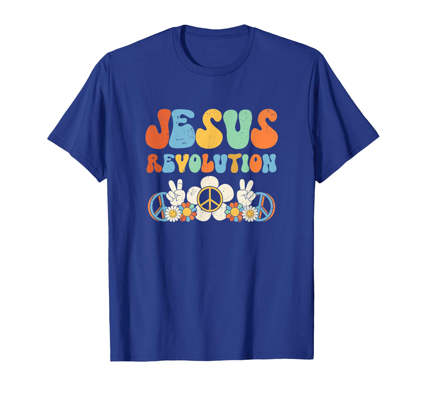 Jesus Revolution Faith Groovy Flower Peace Sign Christian T-Shirt