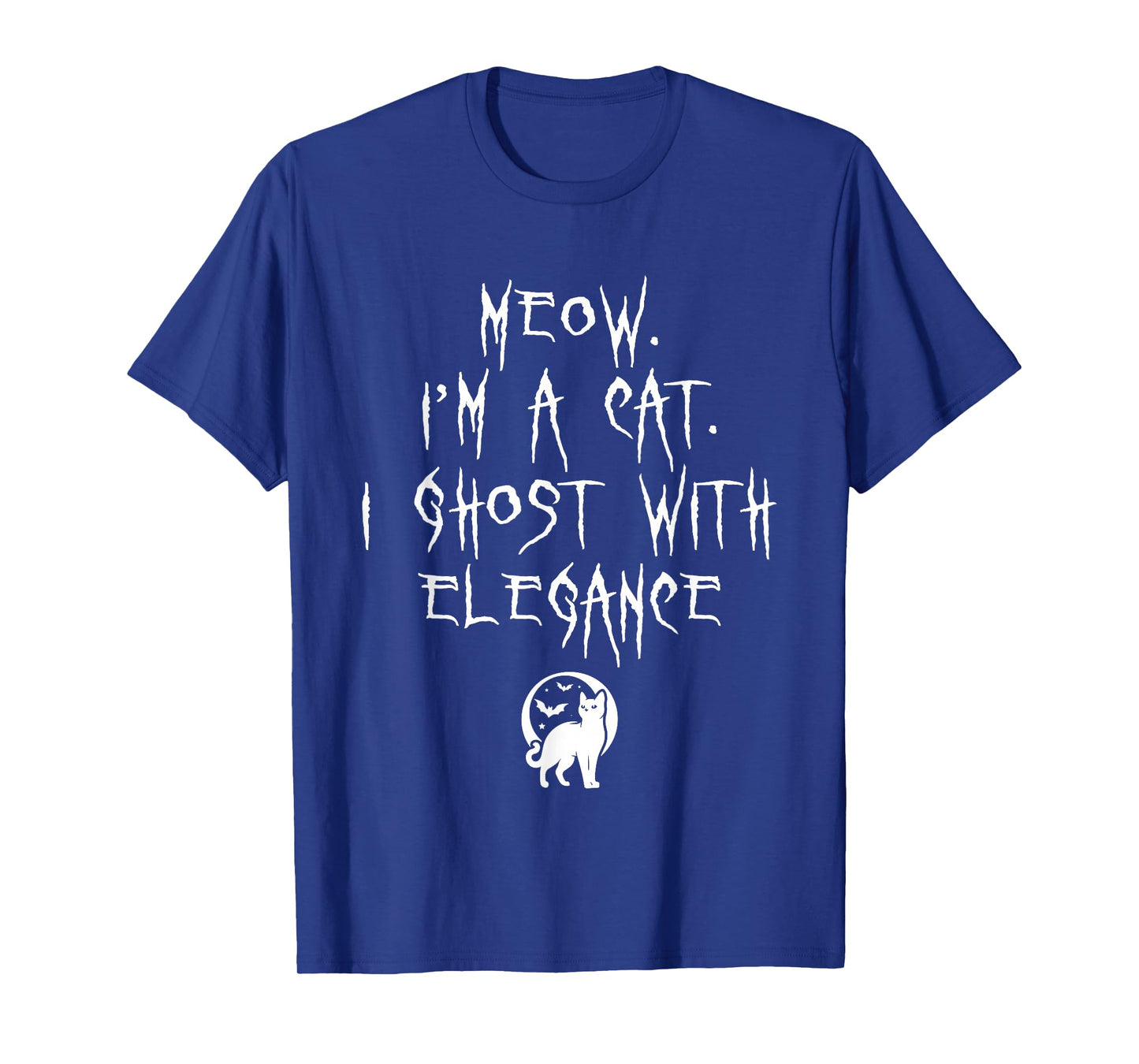 Meow Im A Cat I Ghost with Elegance Halloween Kitten Lover T-Shirt