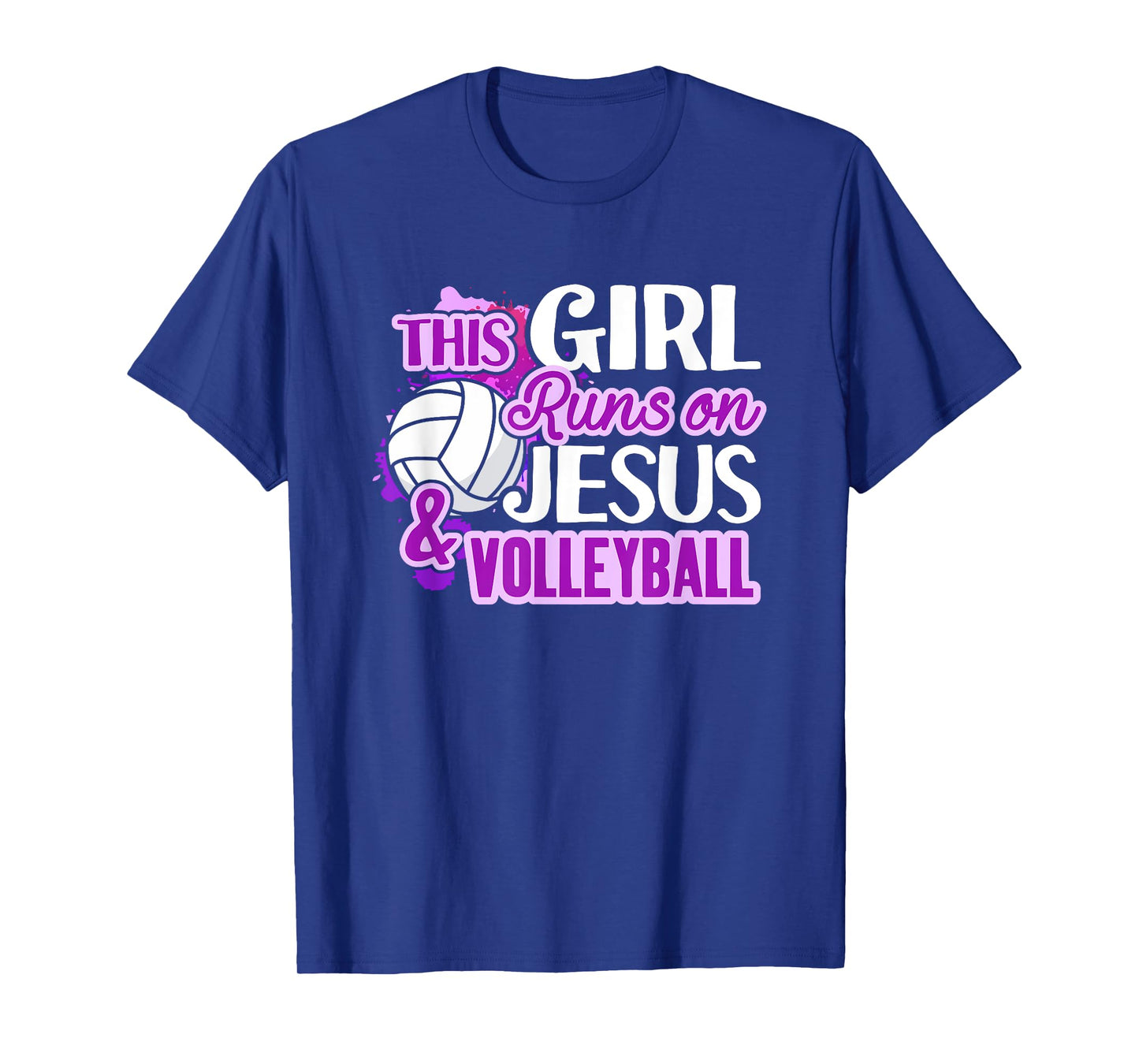 This Girl Runs On Jesus And Volleyball Christian Squad Gift T-Shirt