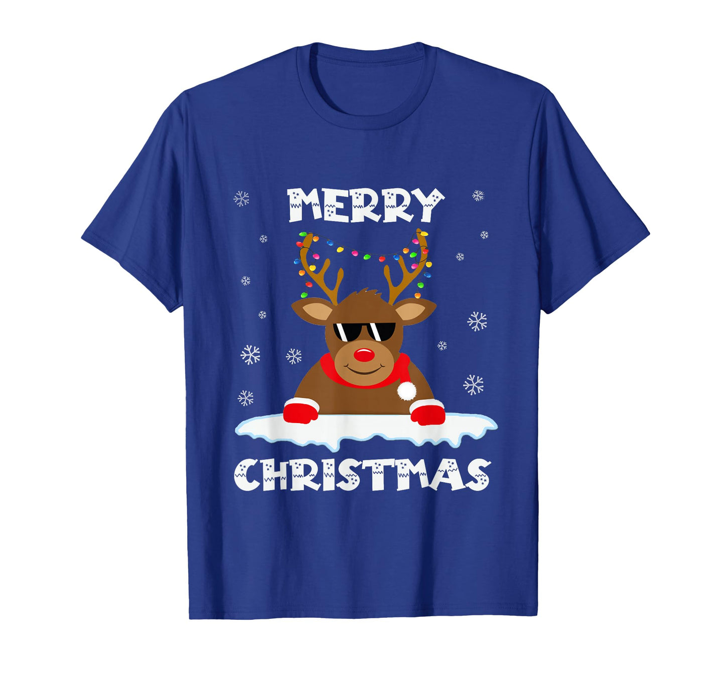 Reindeer Christmas Lights Santa Deer Rudolph Merry Christmas T-Shirt