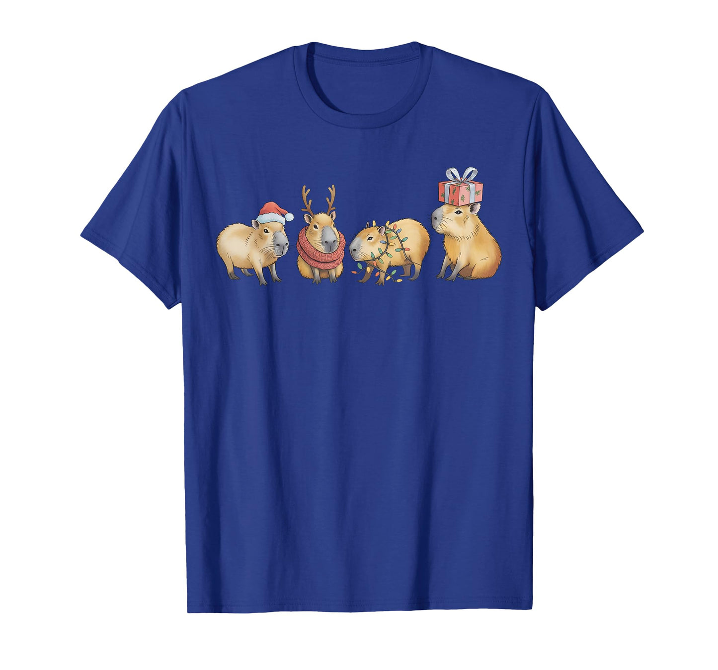 Funny Capybara Christmas Xmas Santa Capybara Men Women Kids T-Shirt