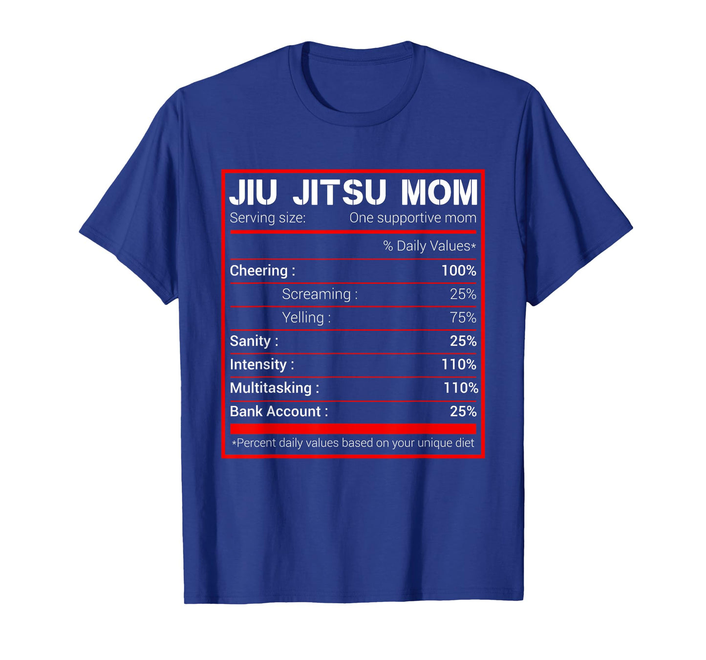 Brazilian Jiu Jitsu Mom Nutritional Facts BJJ MMA T-Shirt