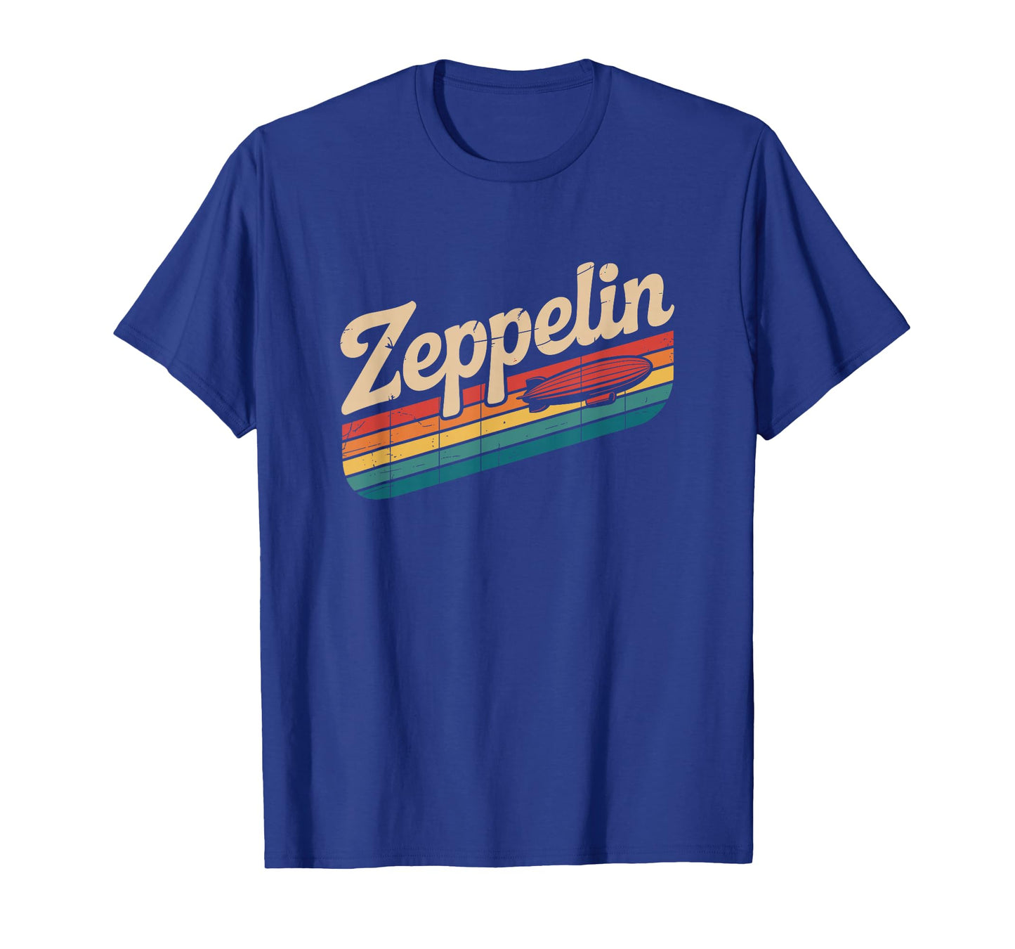 Retro Zeppelin Shirt Vintage Airship Graphic Striped Sunset T-Shirt