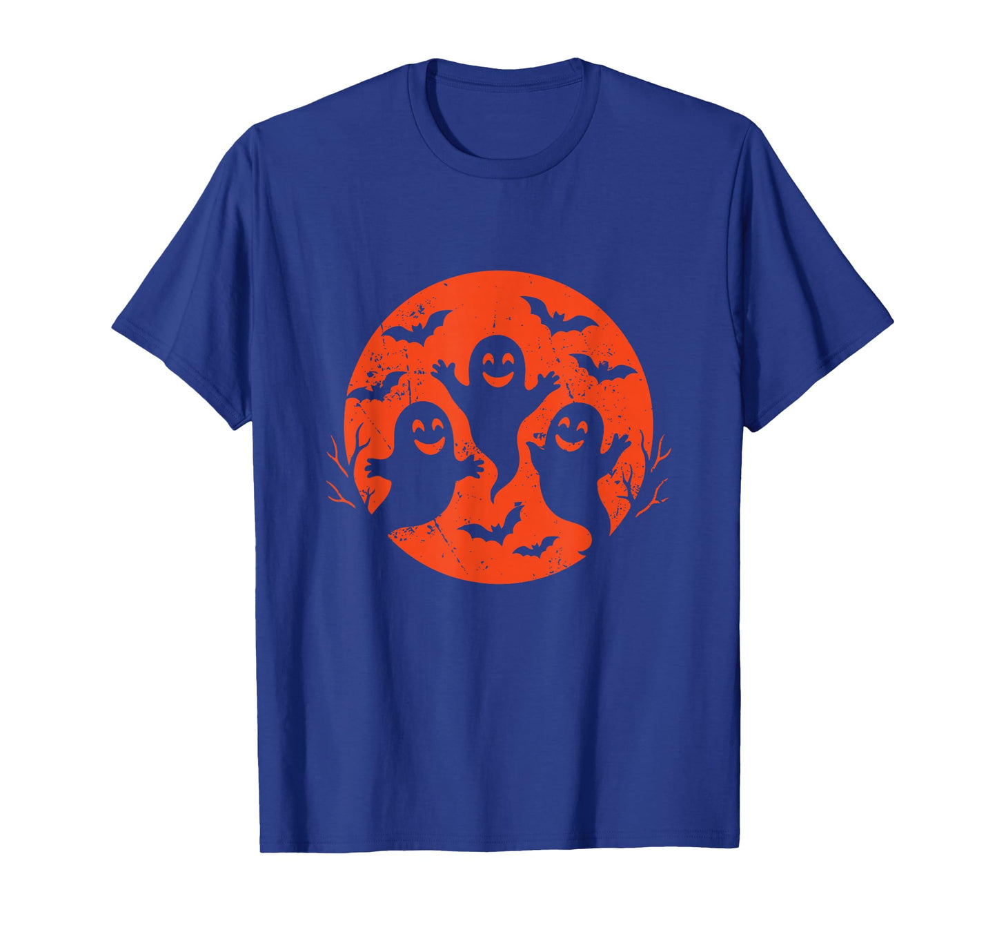 Three Ghosts and Bats Halloween Moon T-Shirt
