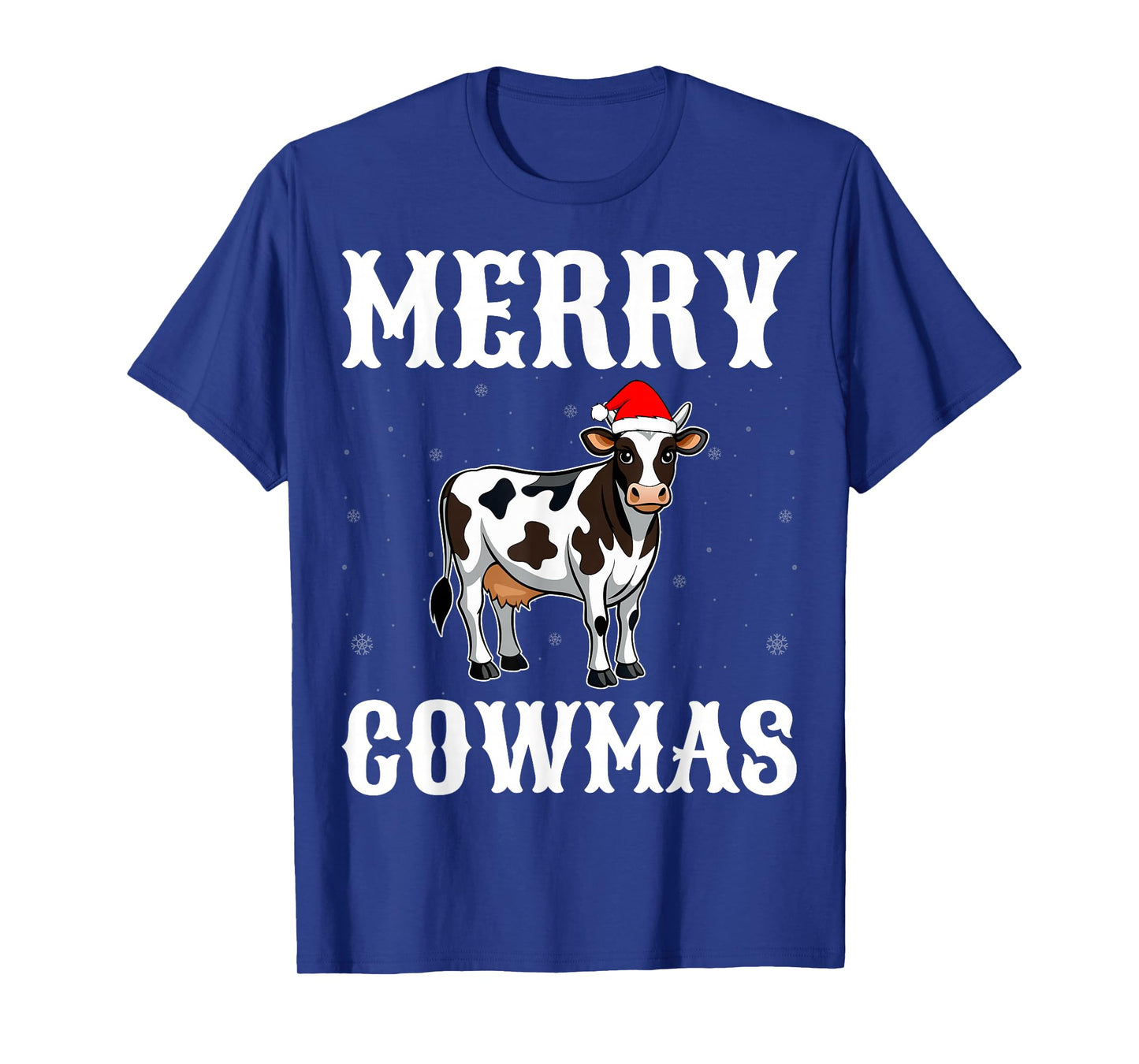 Merry Cowmas - Cow Wearing Santa Hat Dairy Farmer Christmas T-Shirt