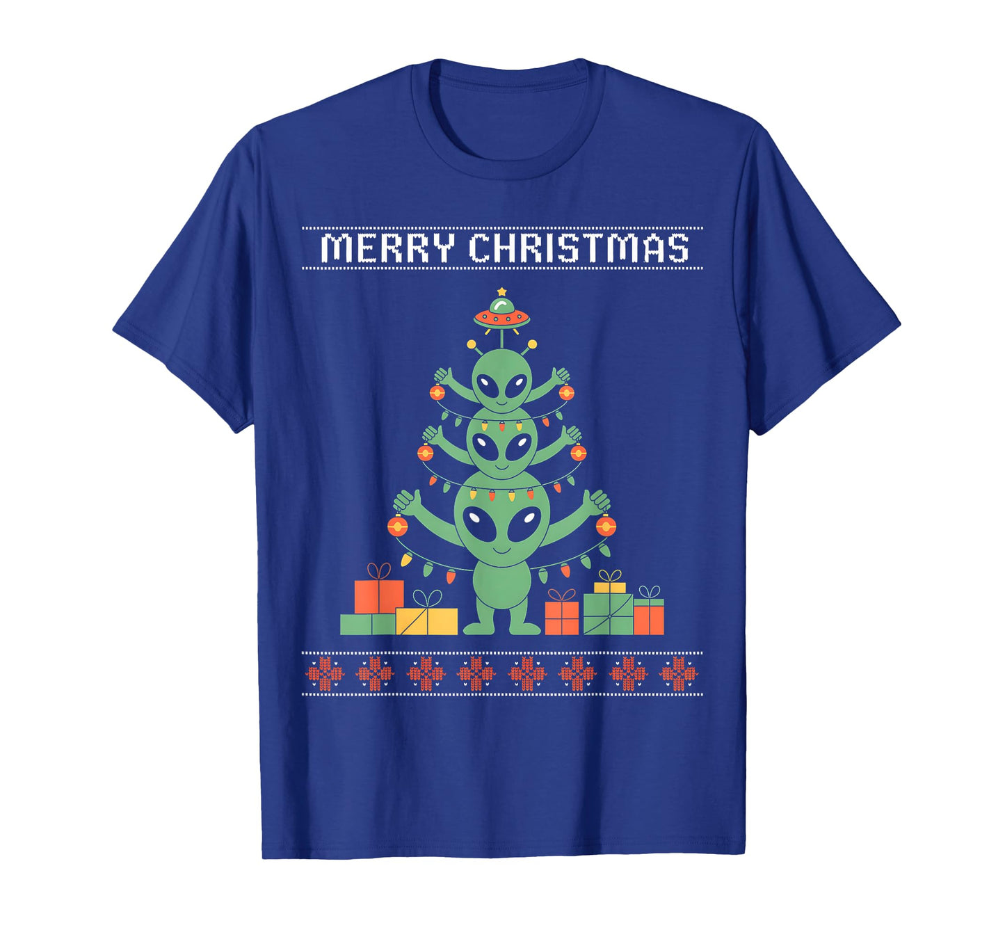 Funny Alien Trio Merry Ugly Christmas Santa Hat Gifts Xmas T-Shirt