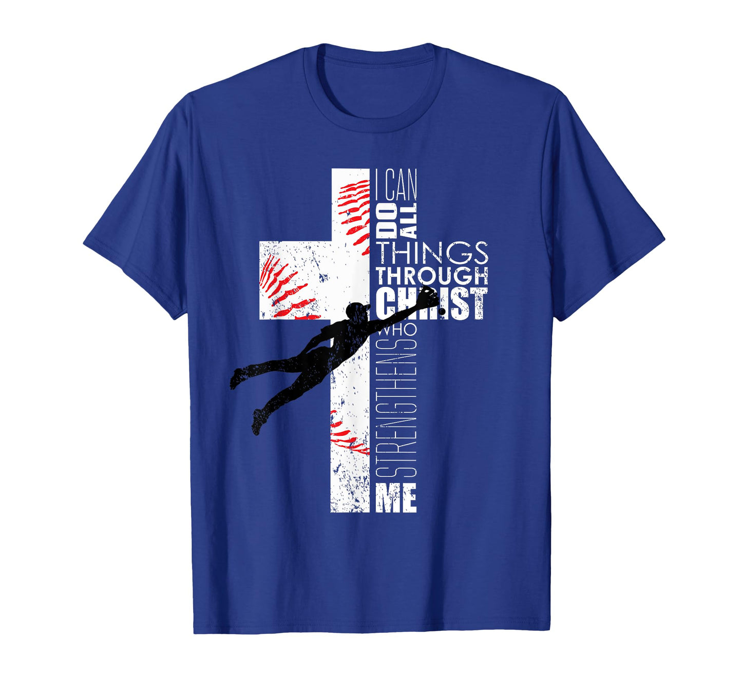 Philippians 4:13 Baseball Cross Christian Bible Verse Faith T-Shirt