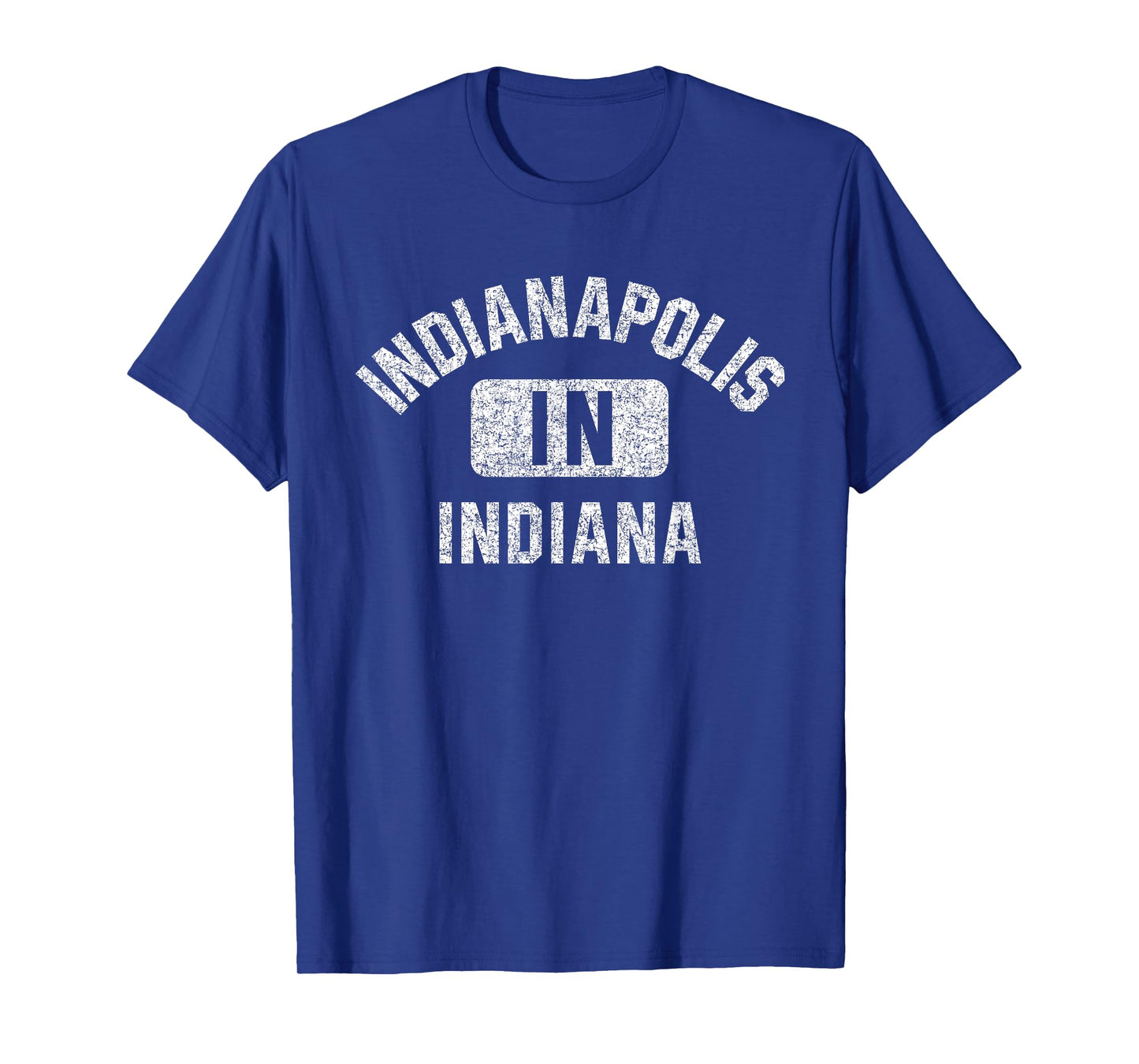 Indianapolis Indiana Gym Style Distressed White Print T-Shirt