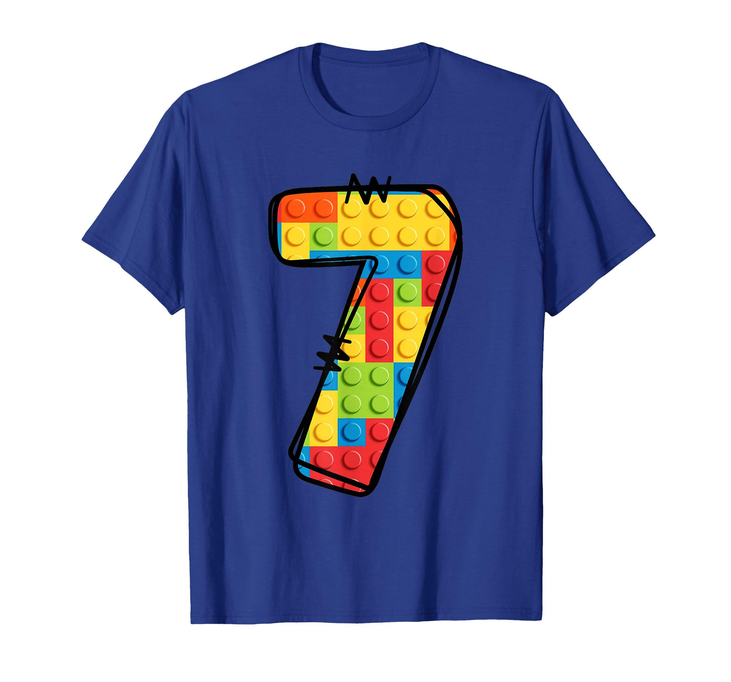 7 Year Old Blocks Building Master Builder 7th Birthday T-Shirt