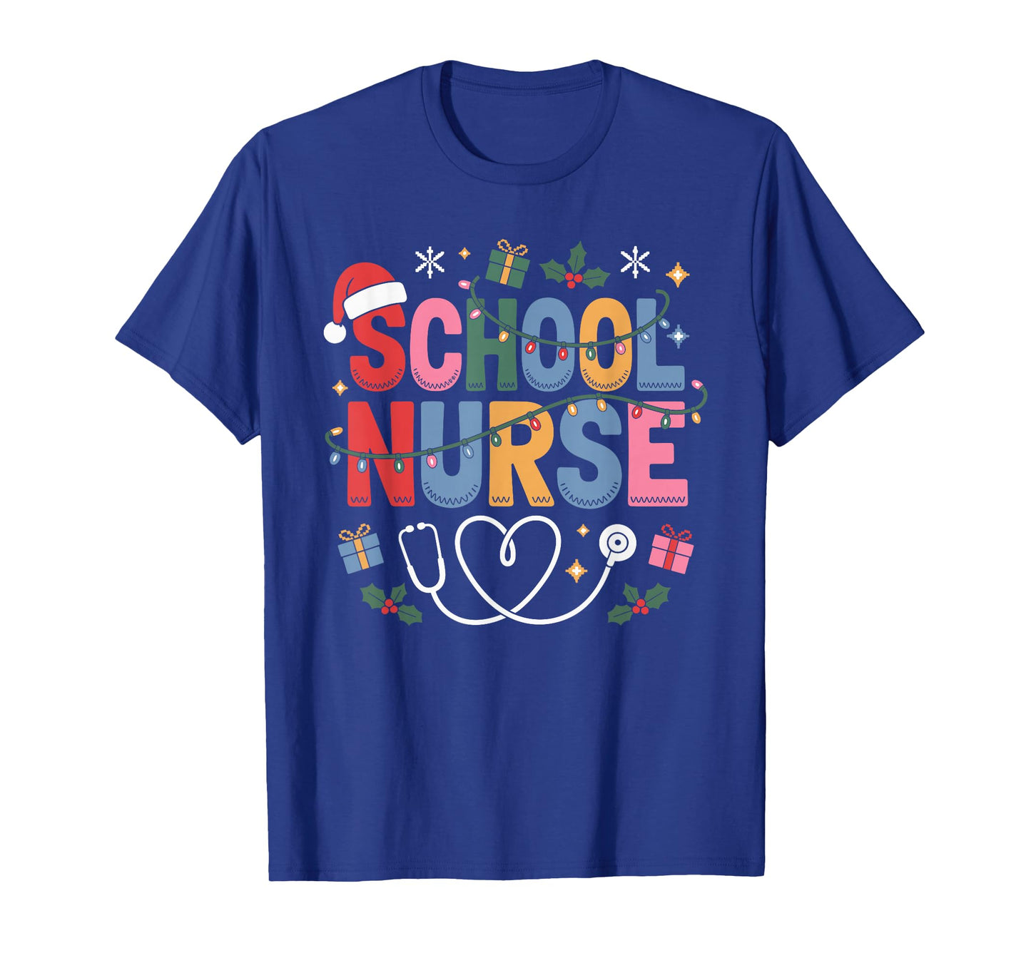 School Nurse Christmas Santa Cap Nursing Humor Xmas T-Shirt