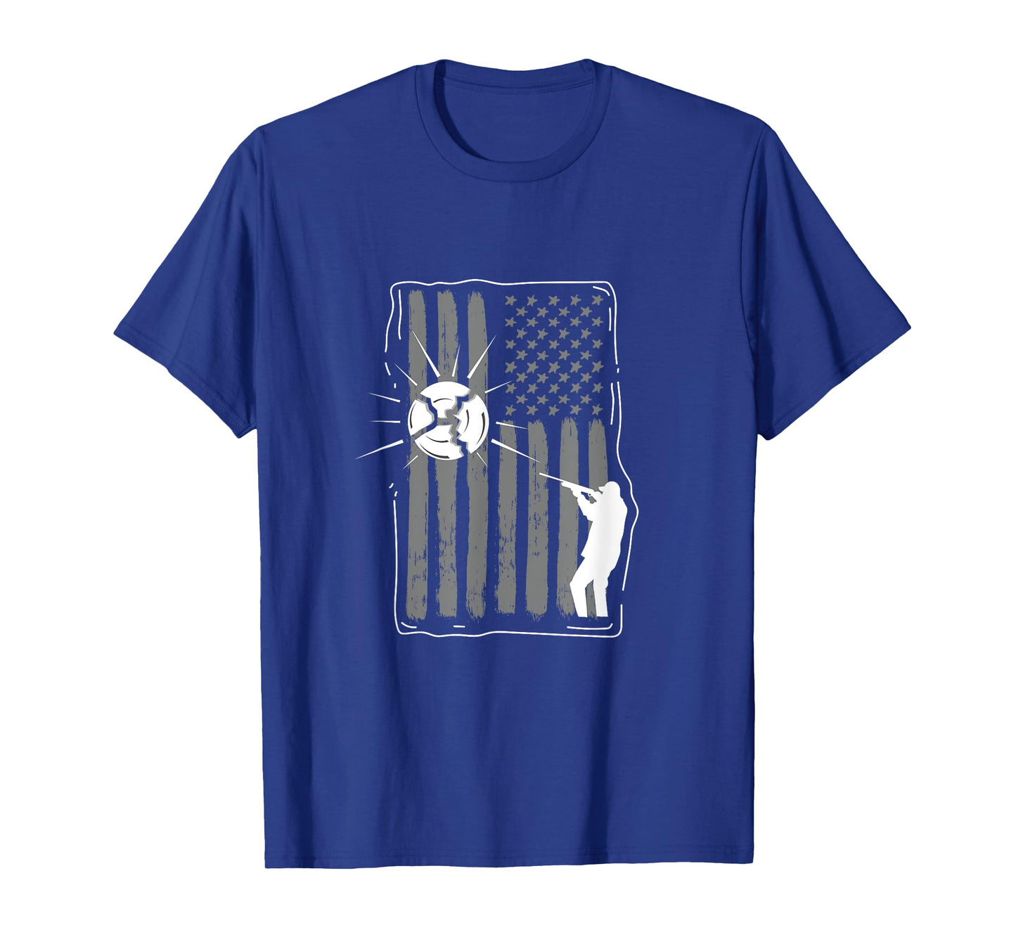 Skeet Shooting Clay Hunter USA Flag Funny Gift T-Shirt