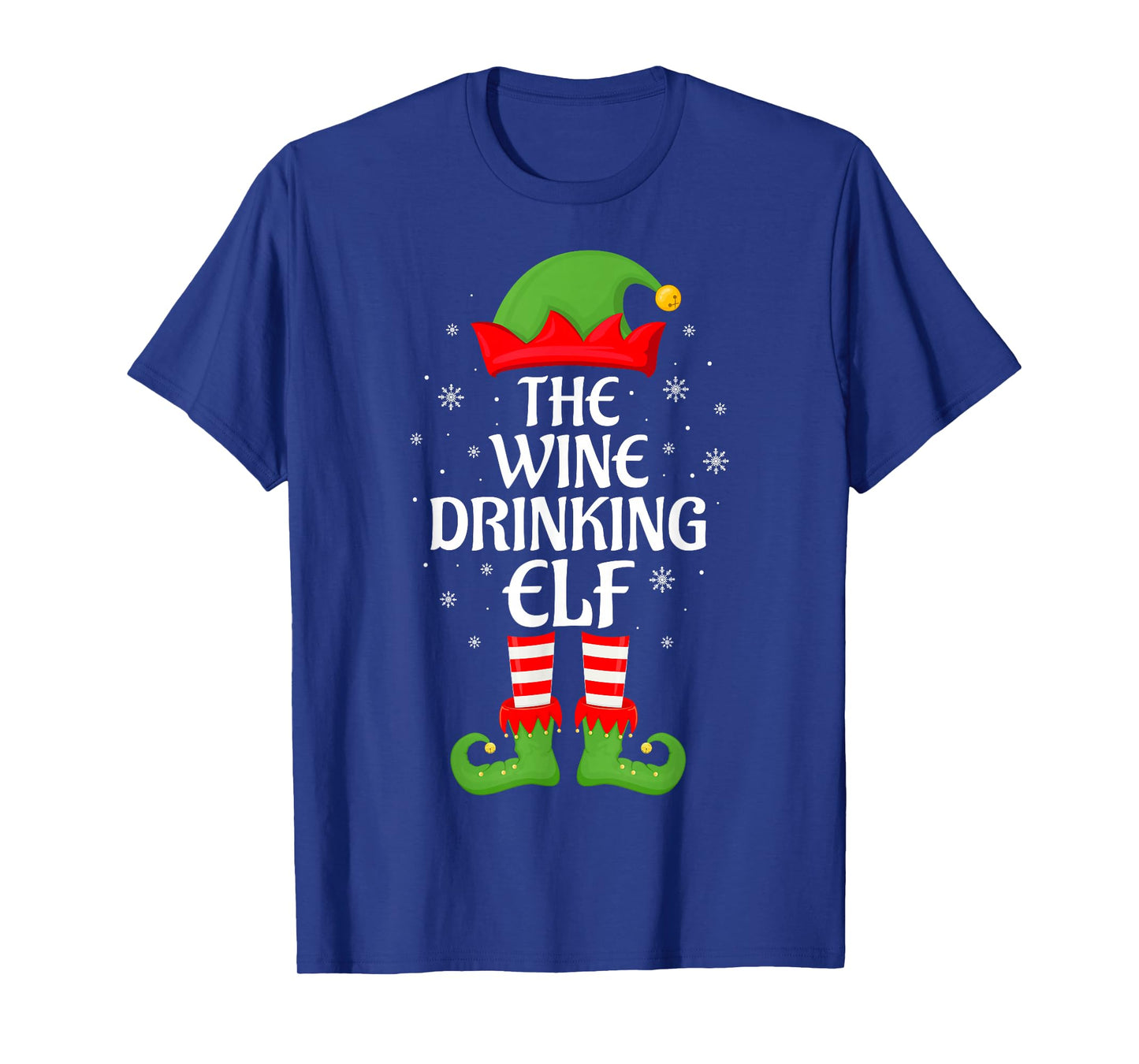 Wine Drinking Elf Xmas Family Matching Elf Squad Christmas T-Shirt