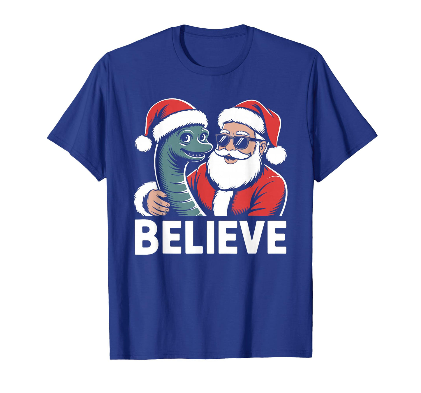 Believe loch Ness Monster Santa Christmas T-Shirt