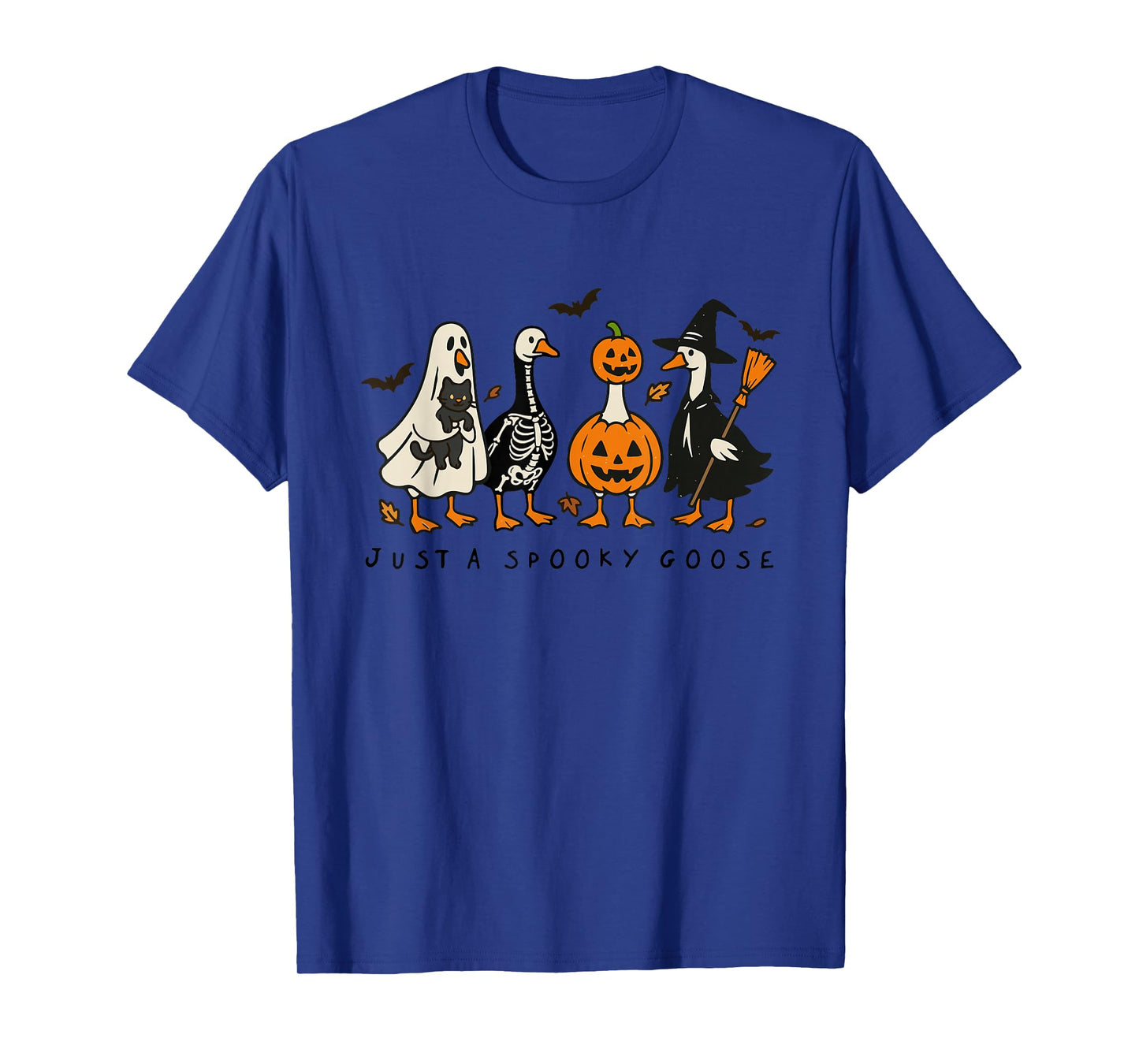 Just a Spooky Goose Ghost Pumpkin Halloween Costume Funny T-Shirt