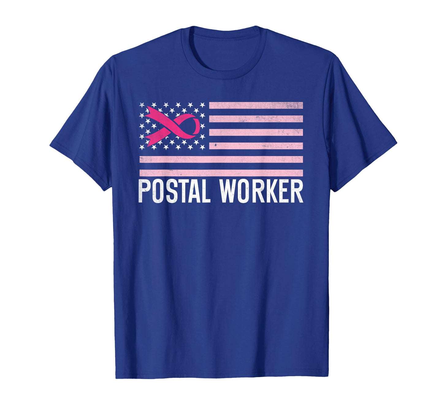 Postal Worker Breast Cancer Awareness Pink Ribbon us flag T-Shirt
