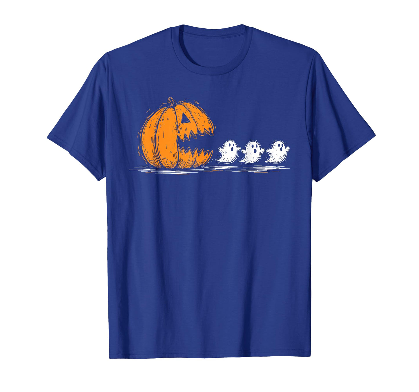 Pumpkin Chasing Ghosts Funny Spooky Halloween Costume T-Shirt