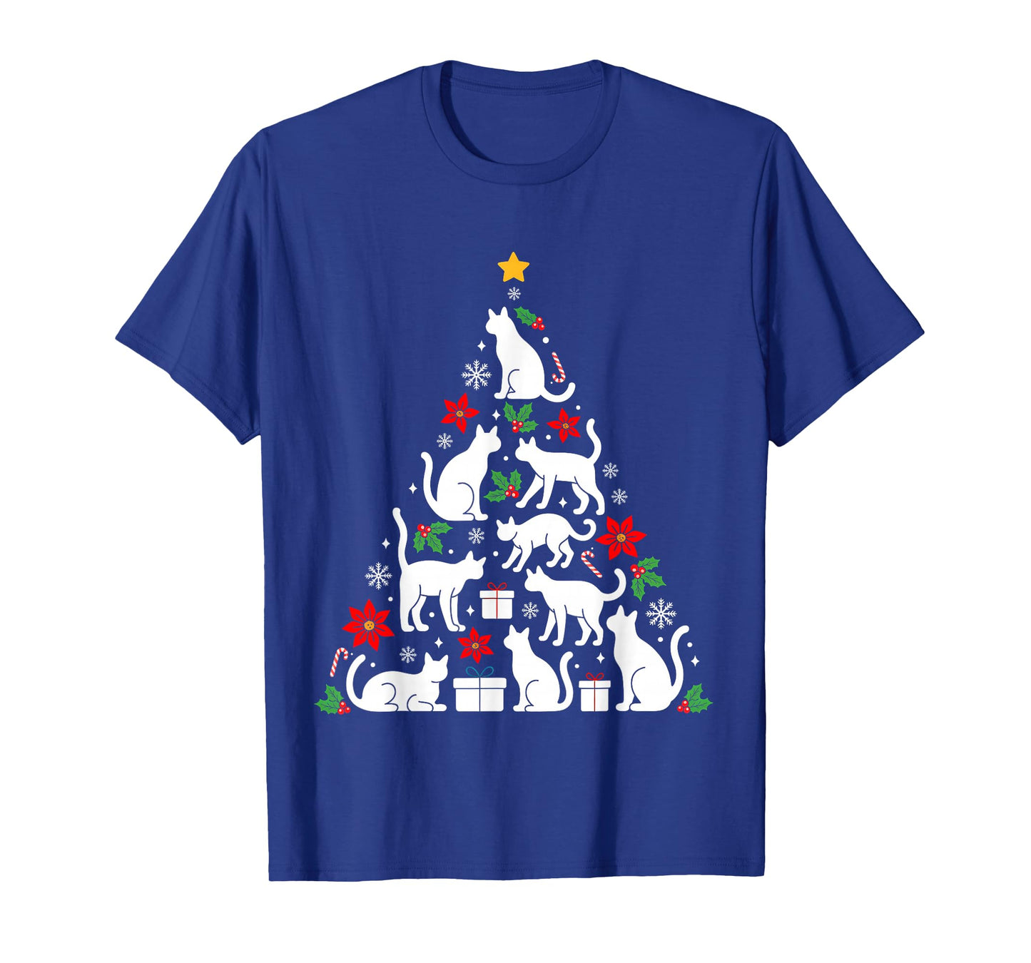 Cute Cat Christmas Tree Meowy Catmas Funny Xmas Pajamas T-Shirt