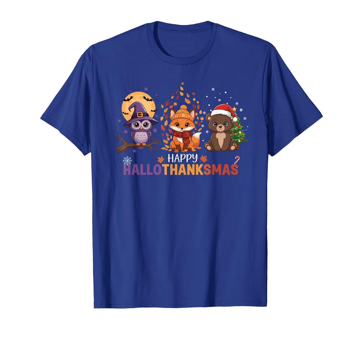 Happy Hallothanksmas Cute Halloween Thanksgiving Christmas T-Shirt
