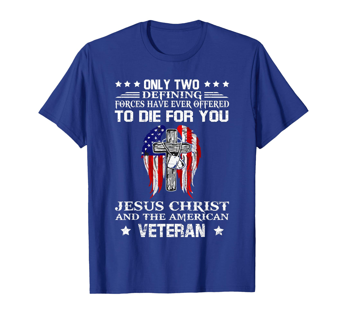 Jesus Christ And American Veteran Flag USA Christian T-Shirt