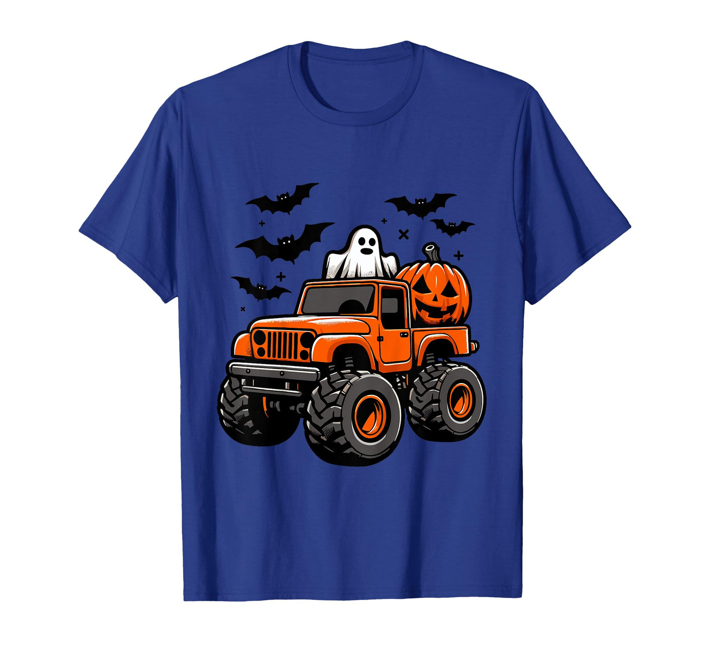 Kids Monster Truck Ghost Pumpkin Halloween Costume T-Shirt