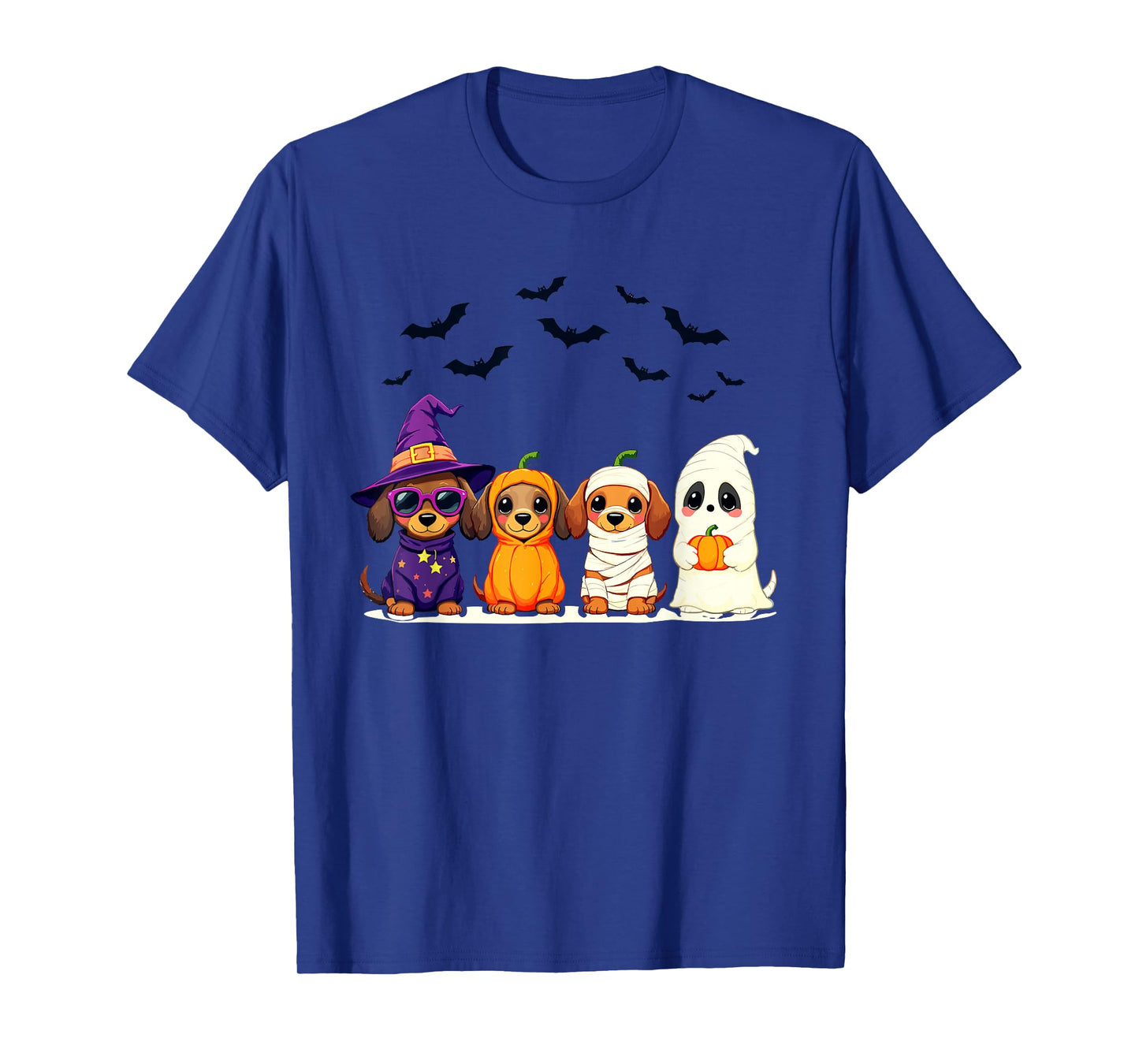 Cute Halloweenie Dachshund Dogs Witch Pumpkin Mummy Ghost T-Shirt