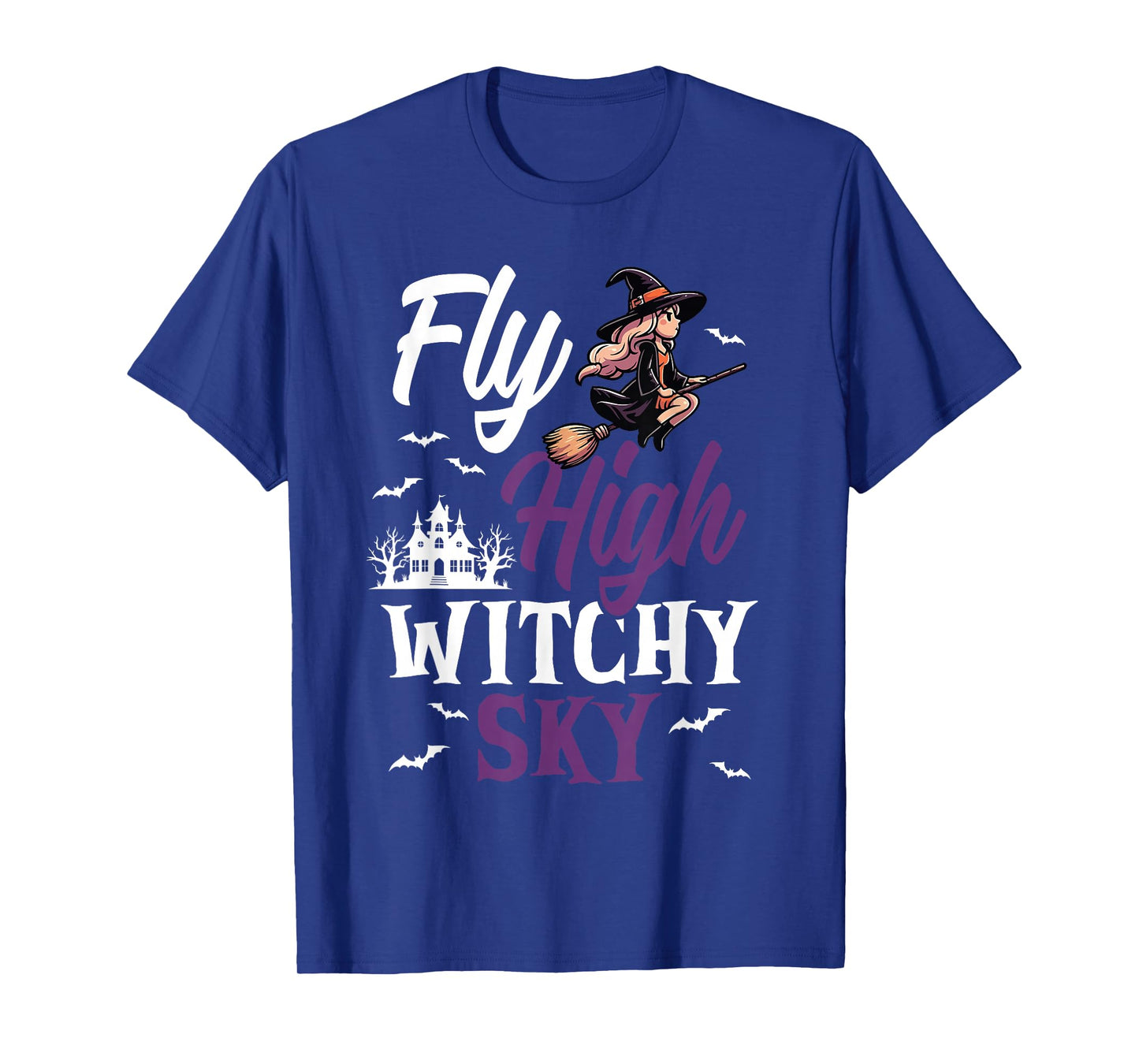 Fly High Witchy Sky Cute Flying Witch T-Shirt