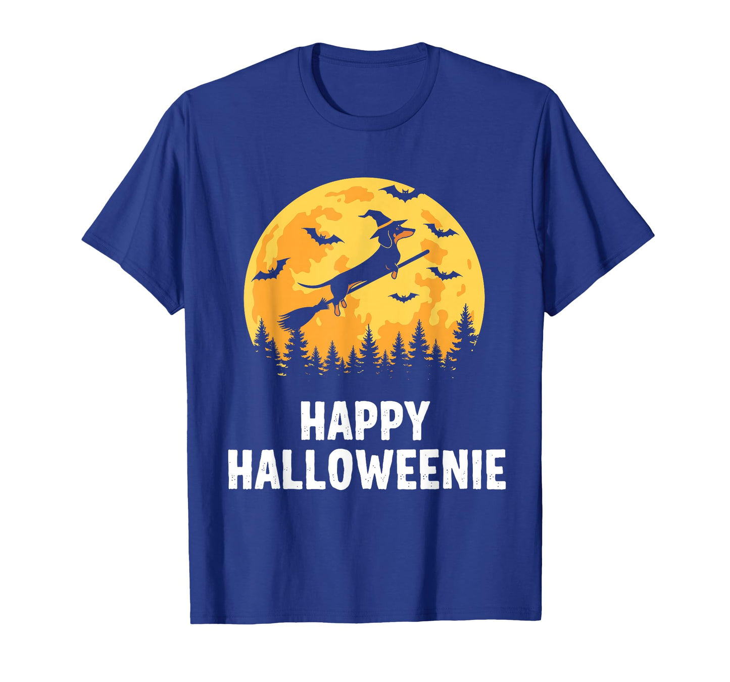Happy Halloweenie Funny Halloween Dachshund Flying Witch T-Shirt