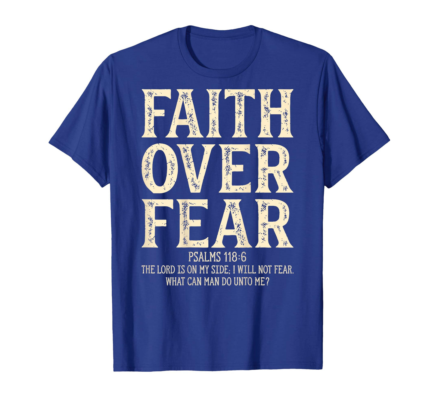 Vintage Retro by 4Do Limited Unisex Adult T-Shirt - Black - Small - Short Sleeve - Letter Print - Religion - Vintage - Multi-age, Multi-gender - Faith Over Fear Christian On Back